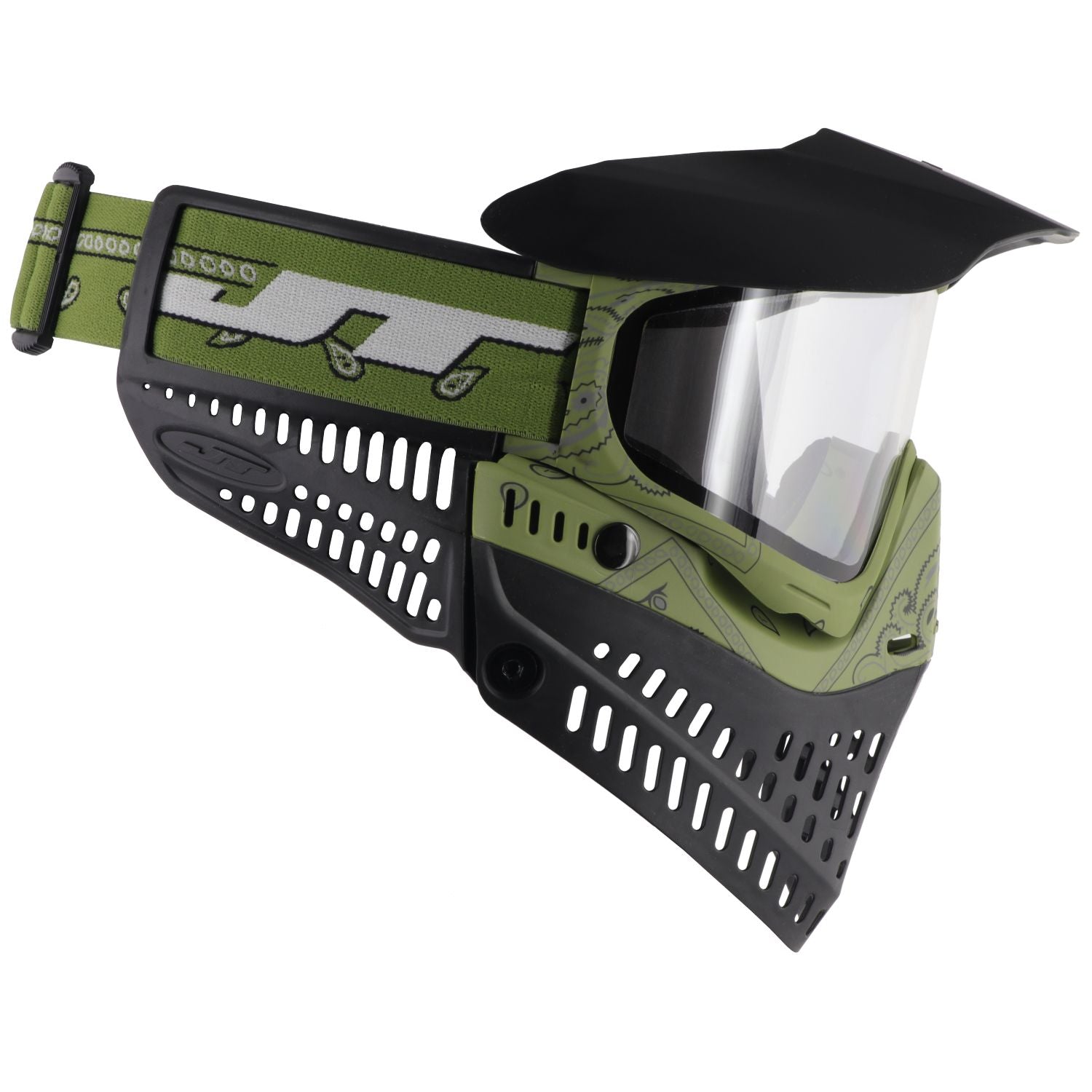 JT Proflex Paintball Mask - LE Bandana Series - Green w/ Clear & Smoke Lens