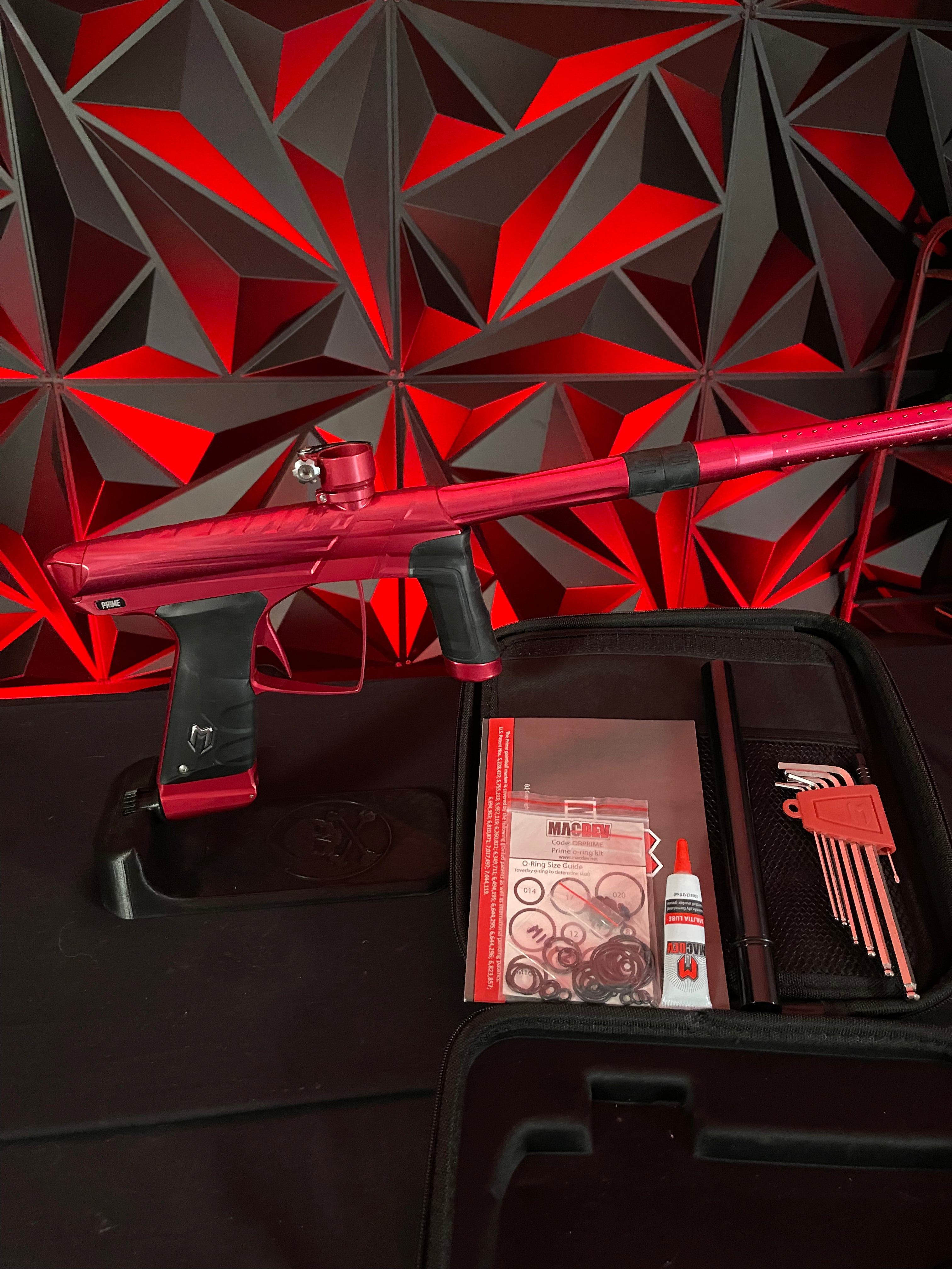 Used MacDev Prime XTS Paintball Gun - Gloss Red w/2 Shift 3 Inserts