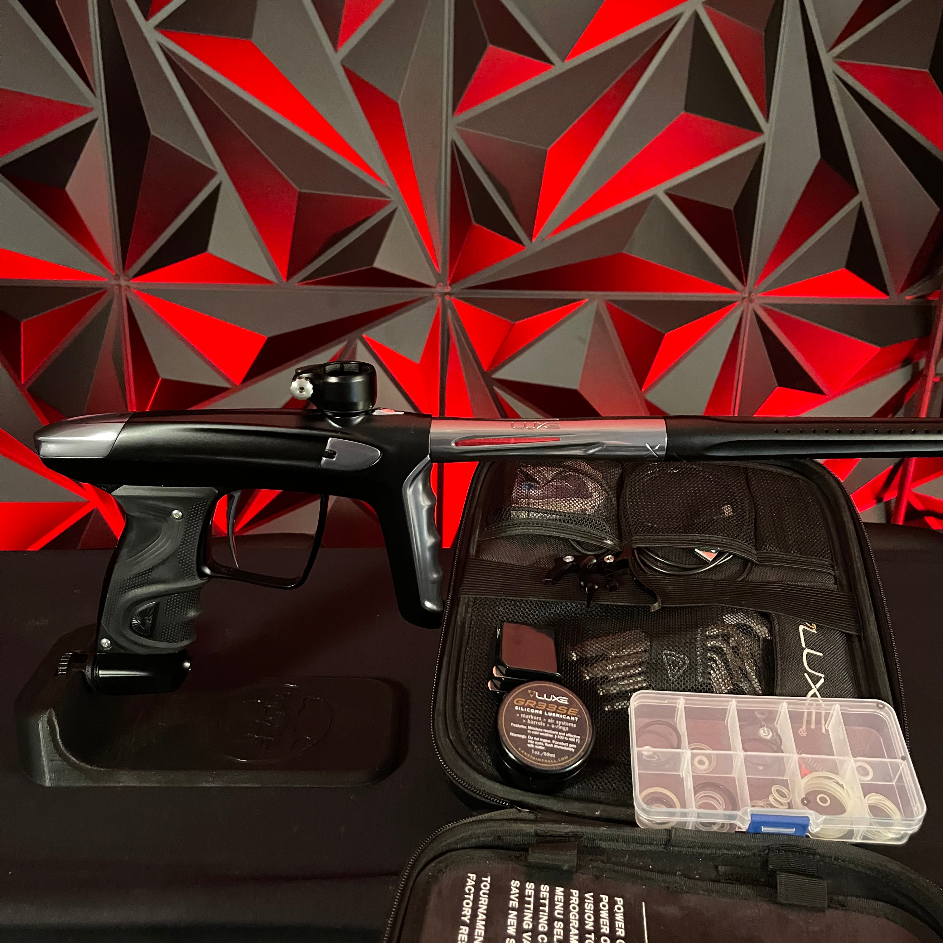 Used DLX Luxe TM40 Paintball Gun - Dust Black / Polished Pewter w/ 2 Extra triggers