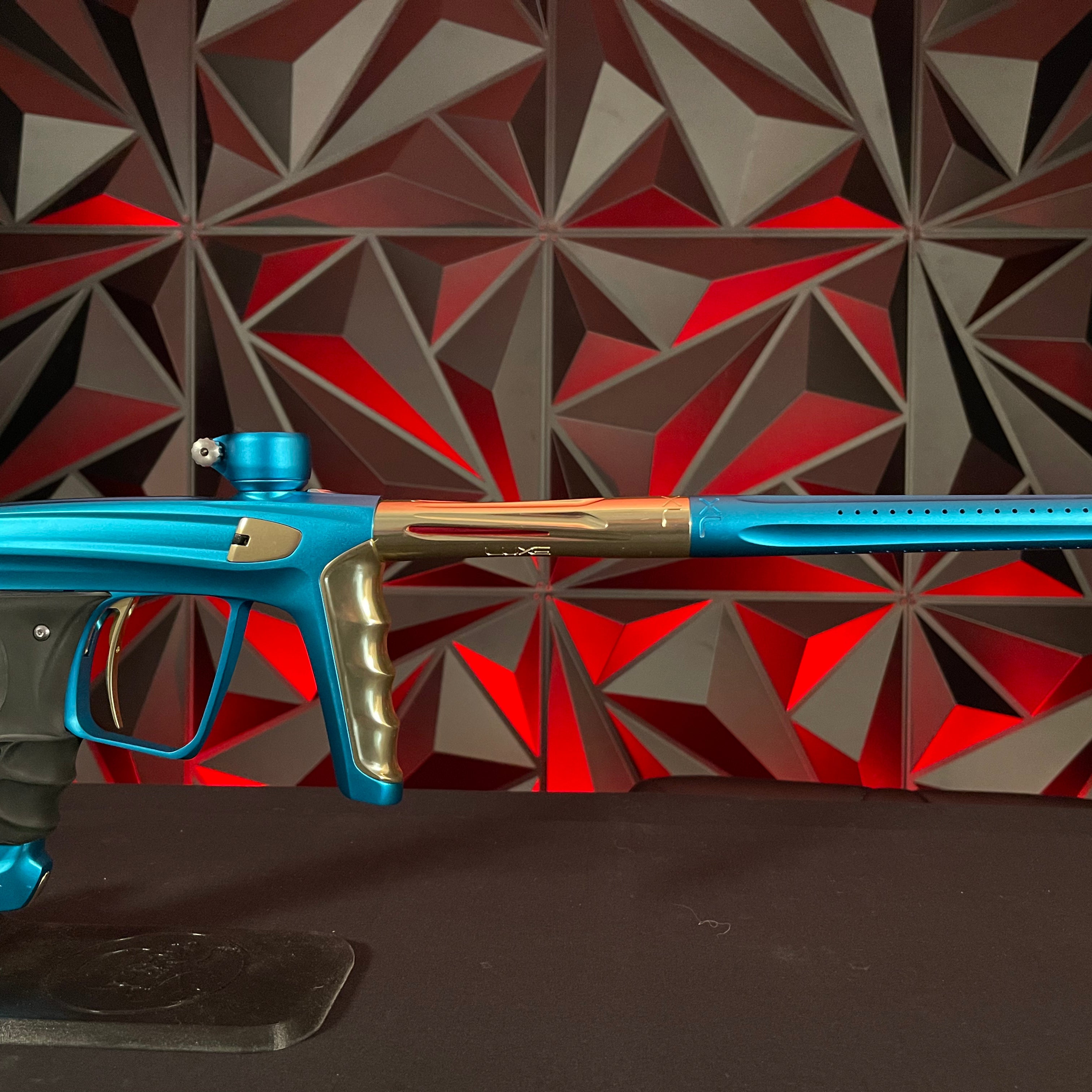 Used DLX Luxe X Paintball Gun - Dust Teal / Polished Gold