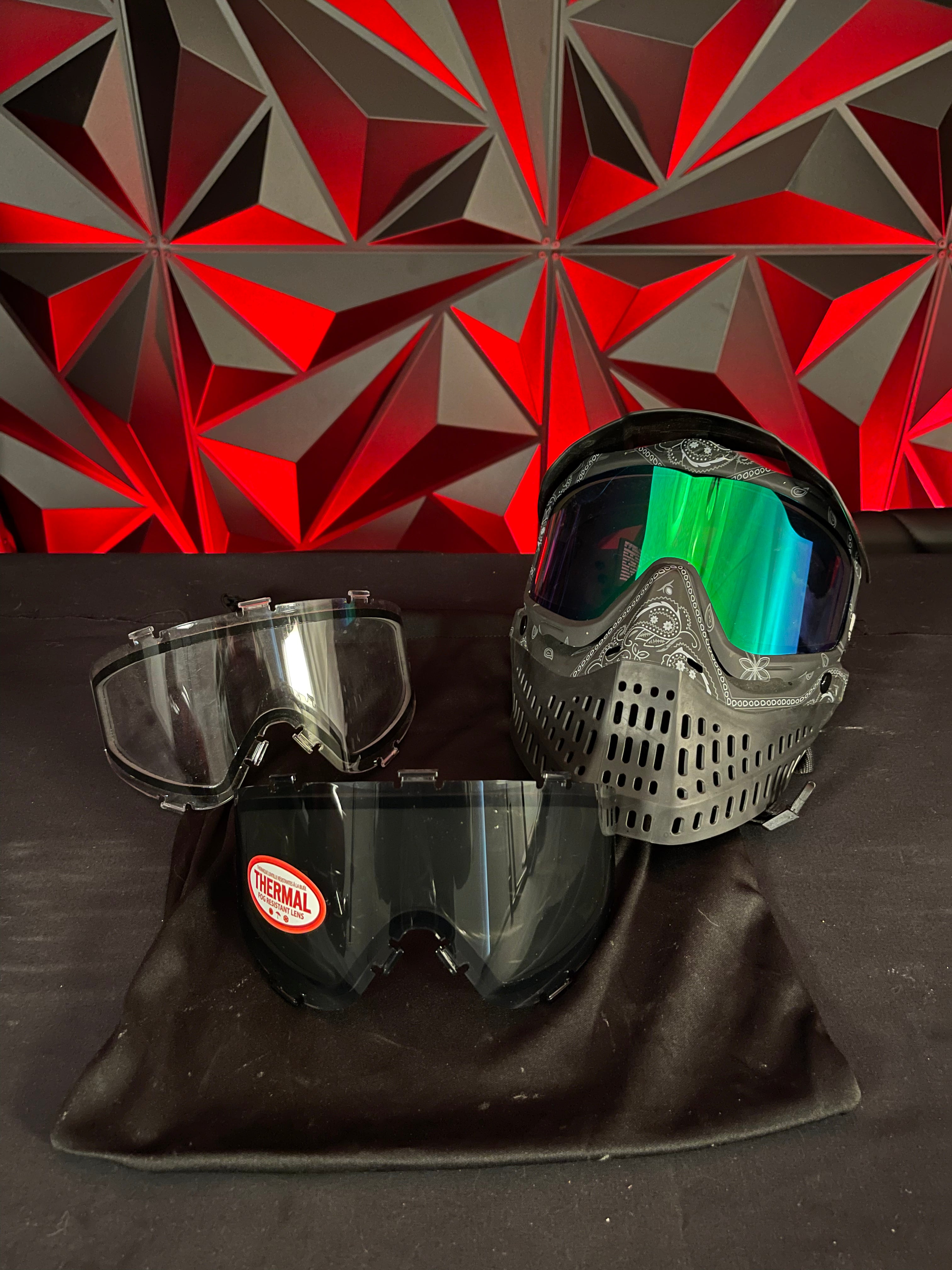 Used JT Spectra Proflex Paintball Mask - LE Black Bandana w/ 2 additional Lenses