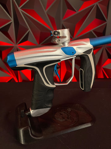 Used Empire SYX Paintball Marker - Silver/Blue w/Full Barrel Kit