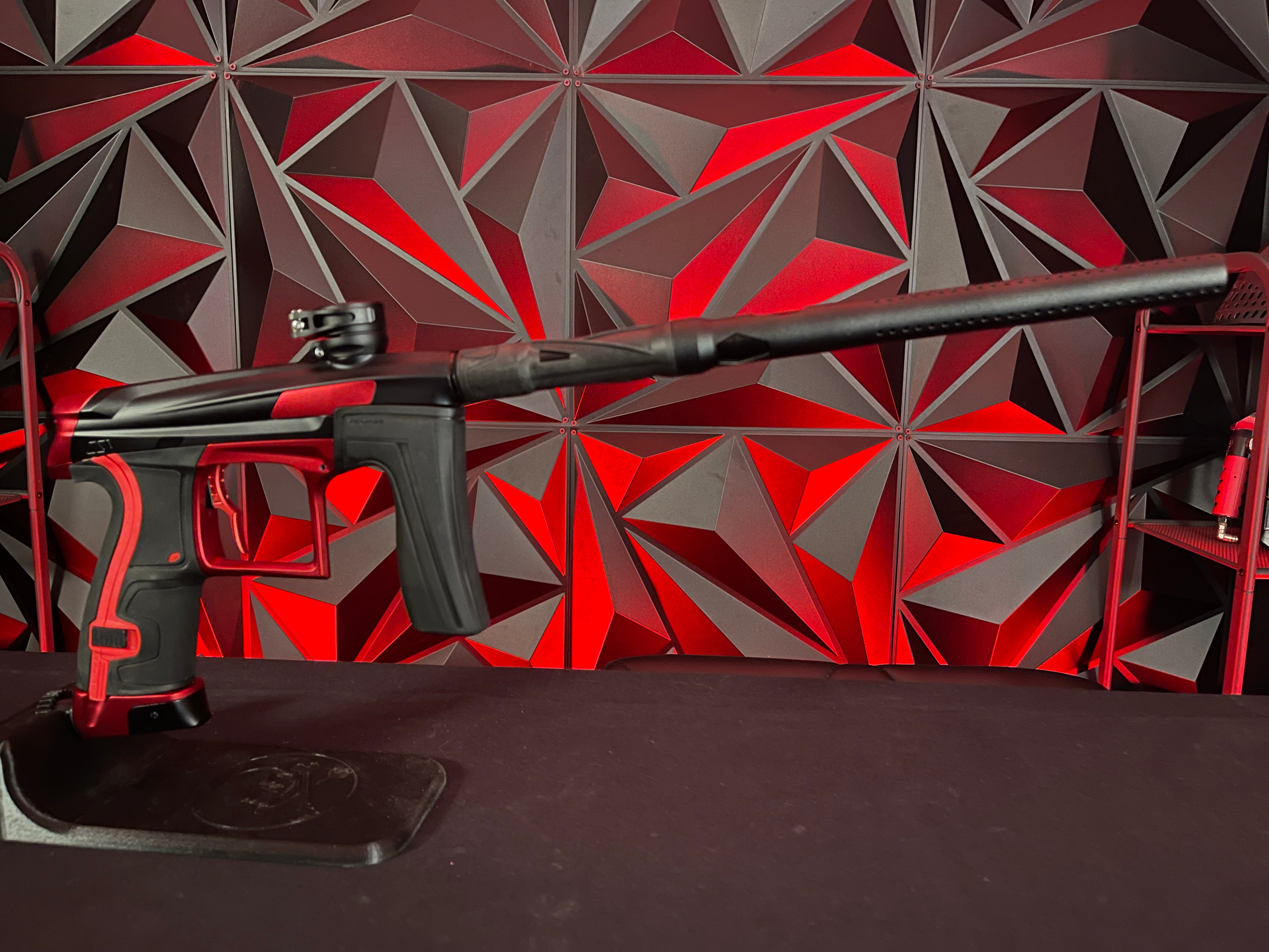 Used Planet Eclipse Cs1 Paintball Gun - Black/Red w/ Carbon IC Barrel and CS2 Back Grip