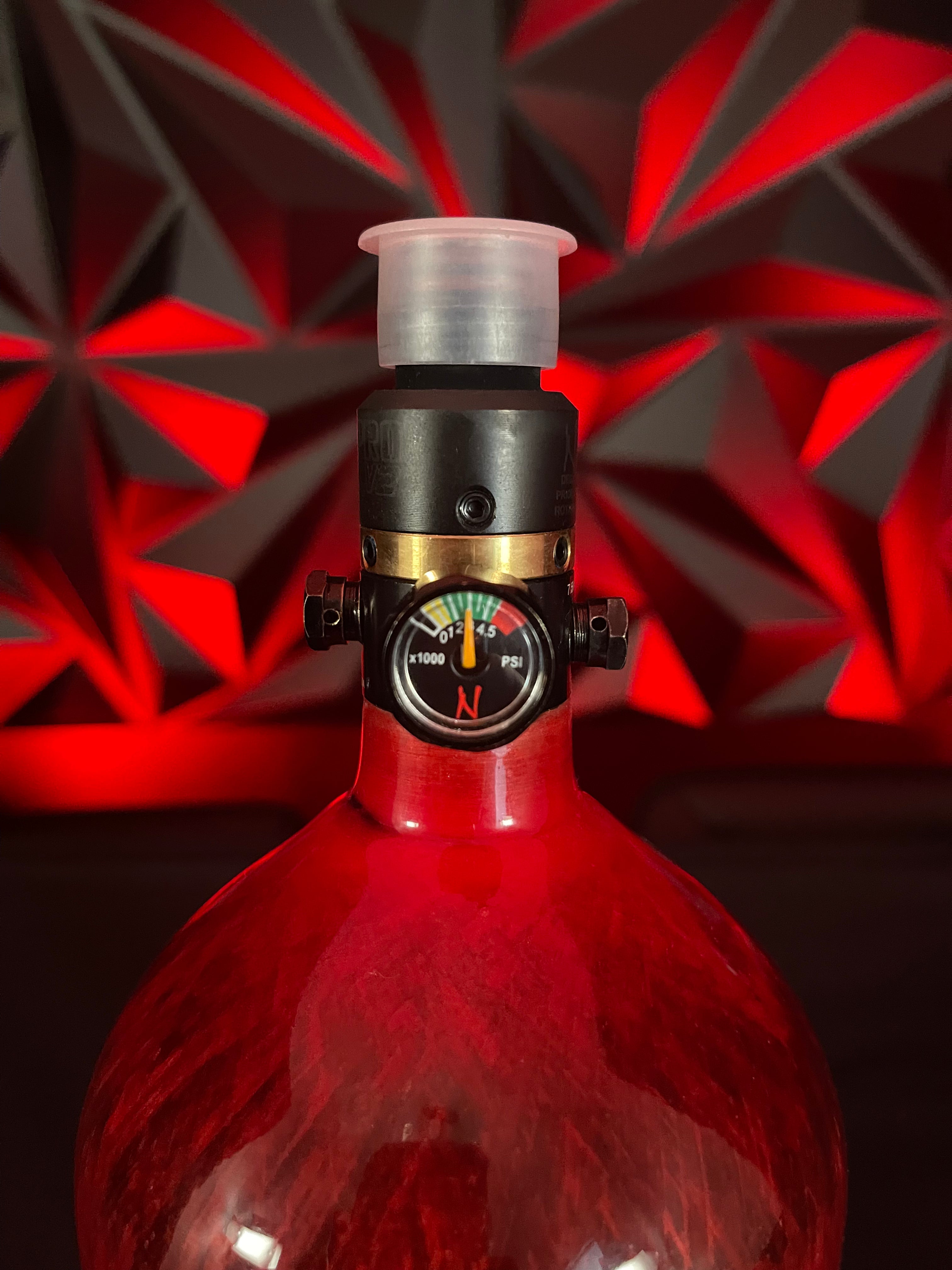 Used Ninja Lite 68/4500 Paintball Tank - Red w/ Ninja ProV2 Regulator