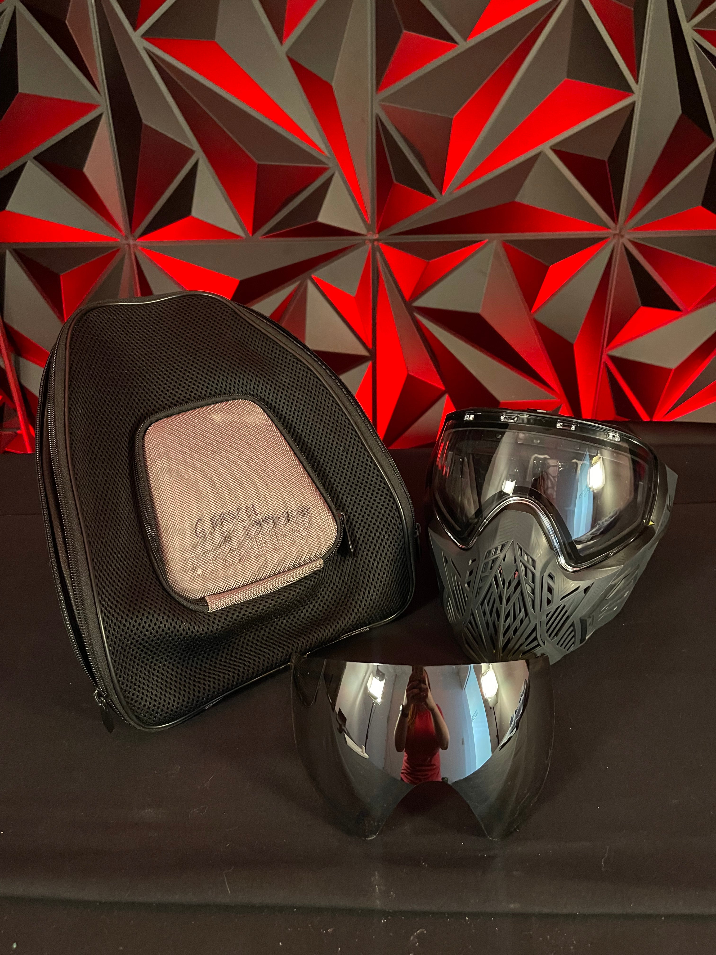 Used Bunker Kings CMD Paintball Mask - Black Carbon w/ HK Army Goggle Case