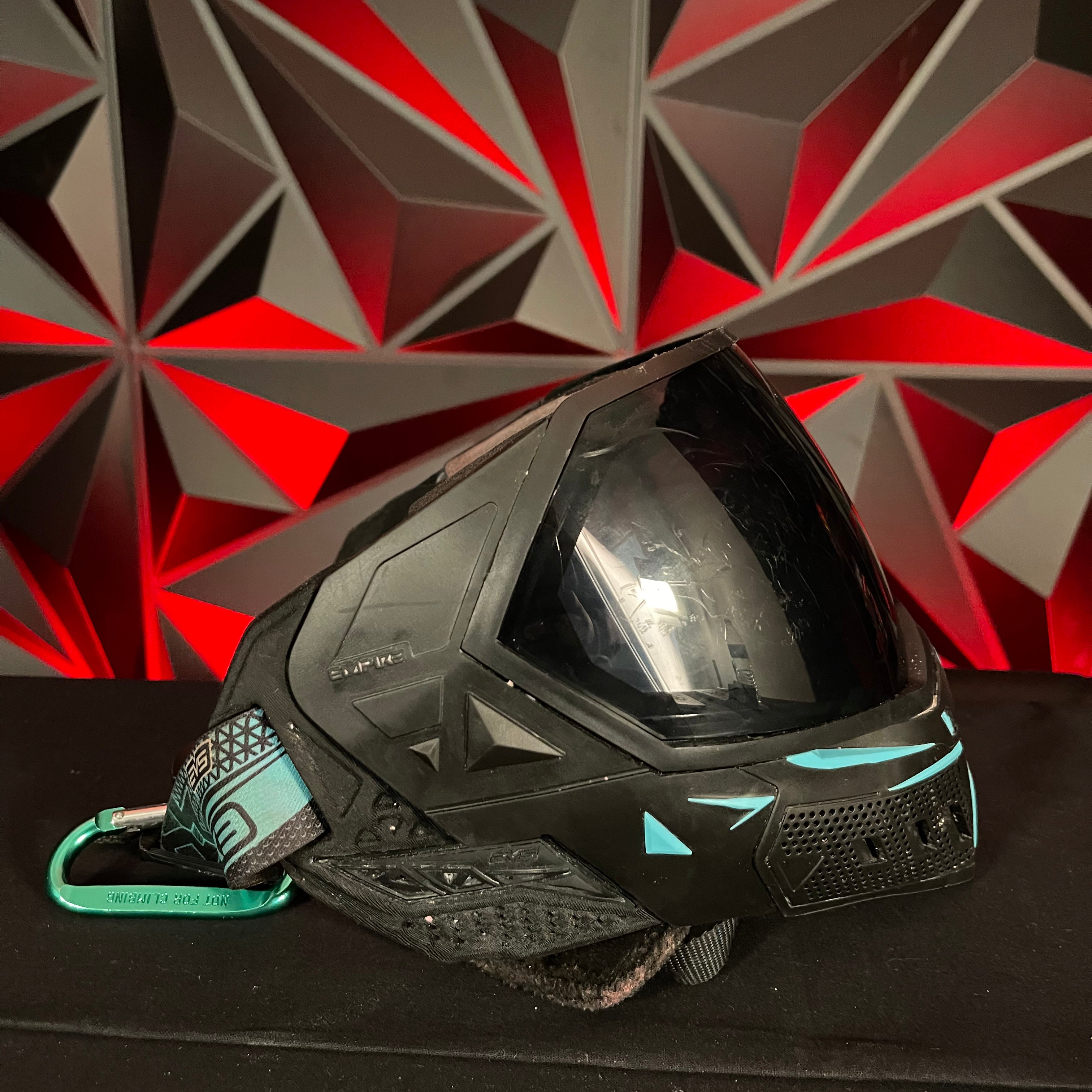 Used Empire EVS Paintball Mask- Black/Teal w/ Soft Goggle Bag