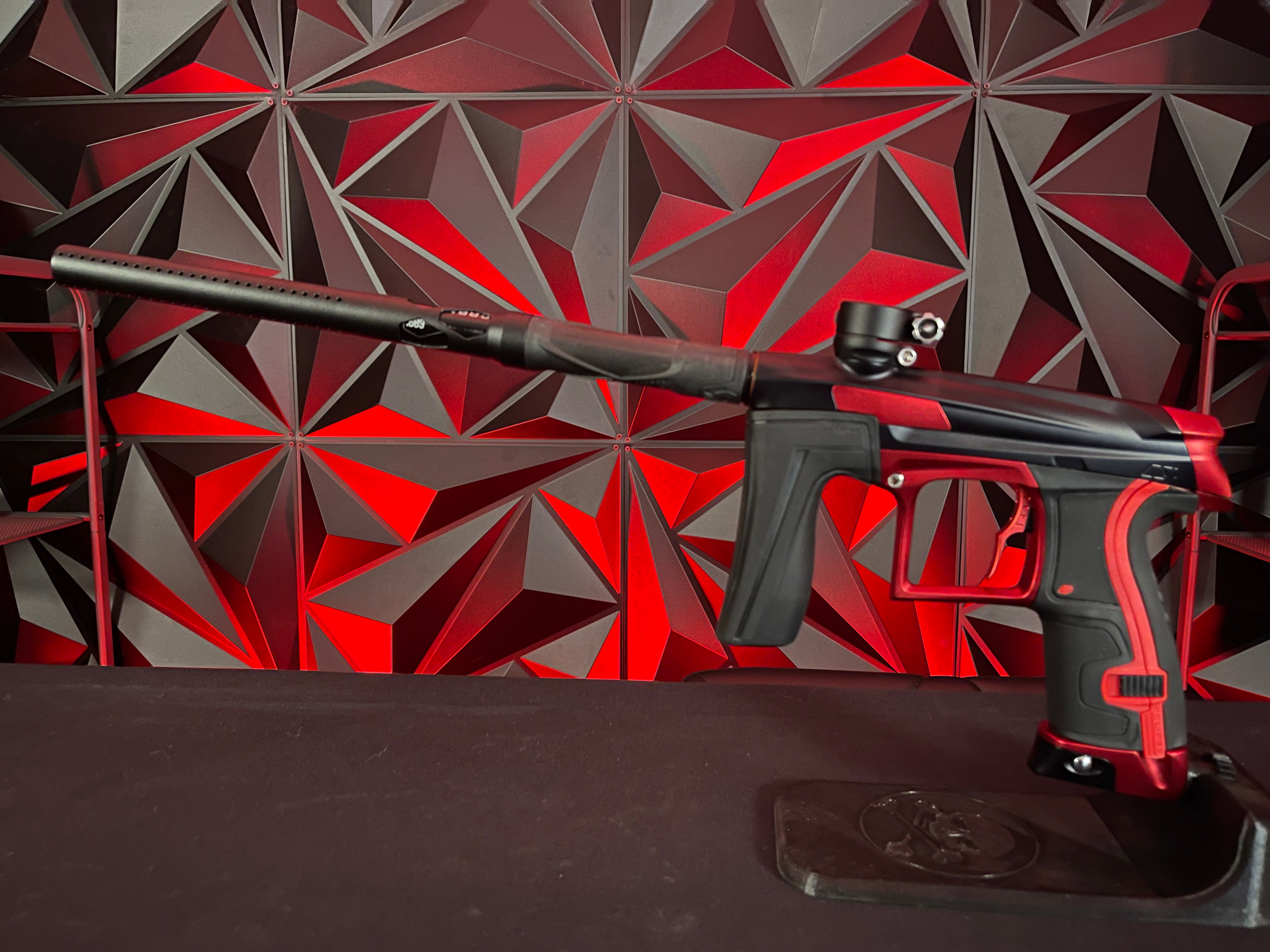 Used Planet Eclipse Cs1 Paintball Gun - Black/Red w/ Carbon IC Barrel and CS2 Back Grip