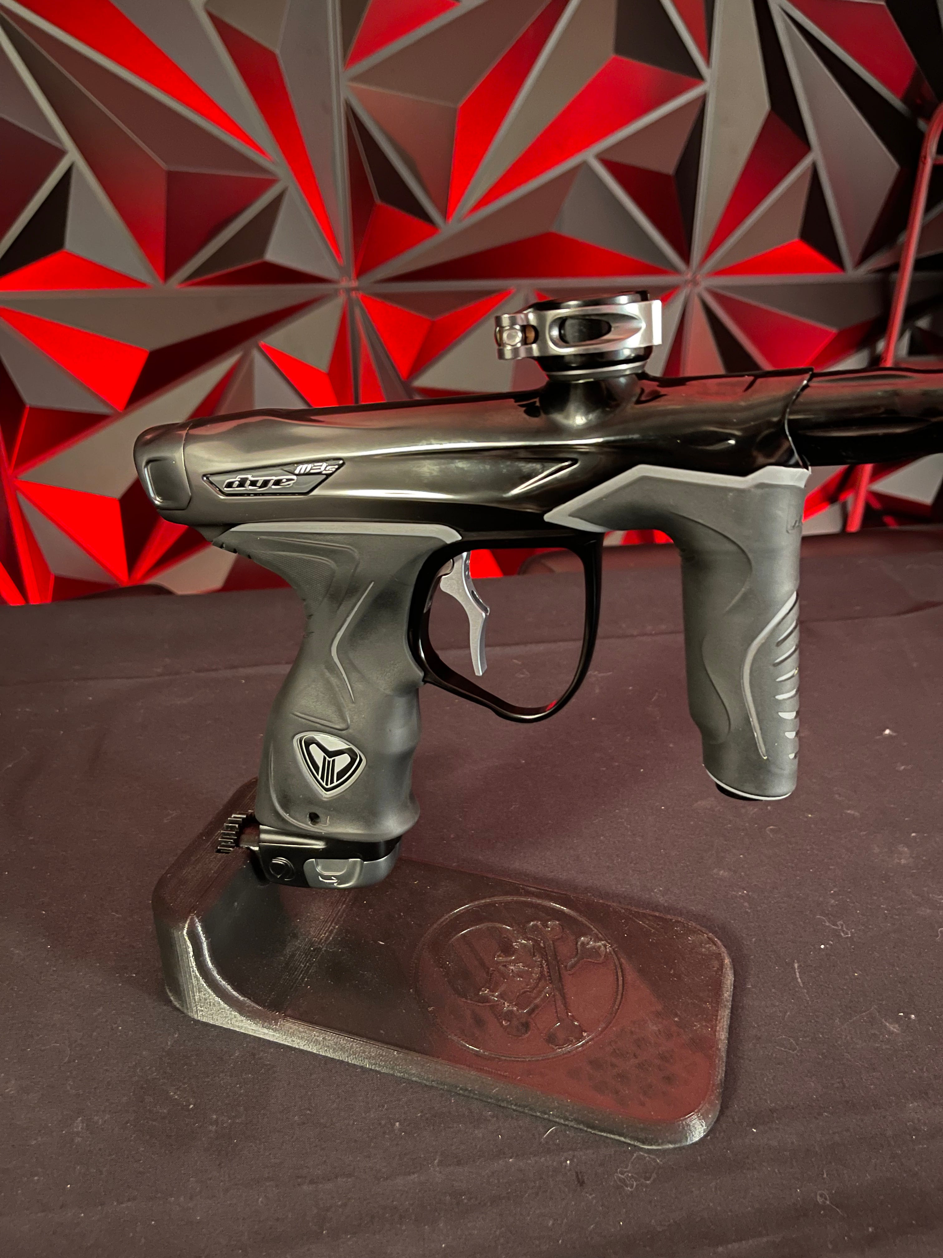 Used Dye M3S Paintball Gun - Grey/Black Fade w/Flex Face Bolt, Deuce Trigger, Slaps ASA, MOSAir Charging Pad