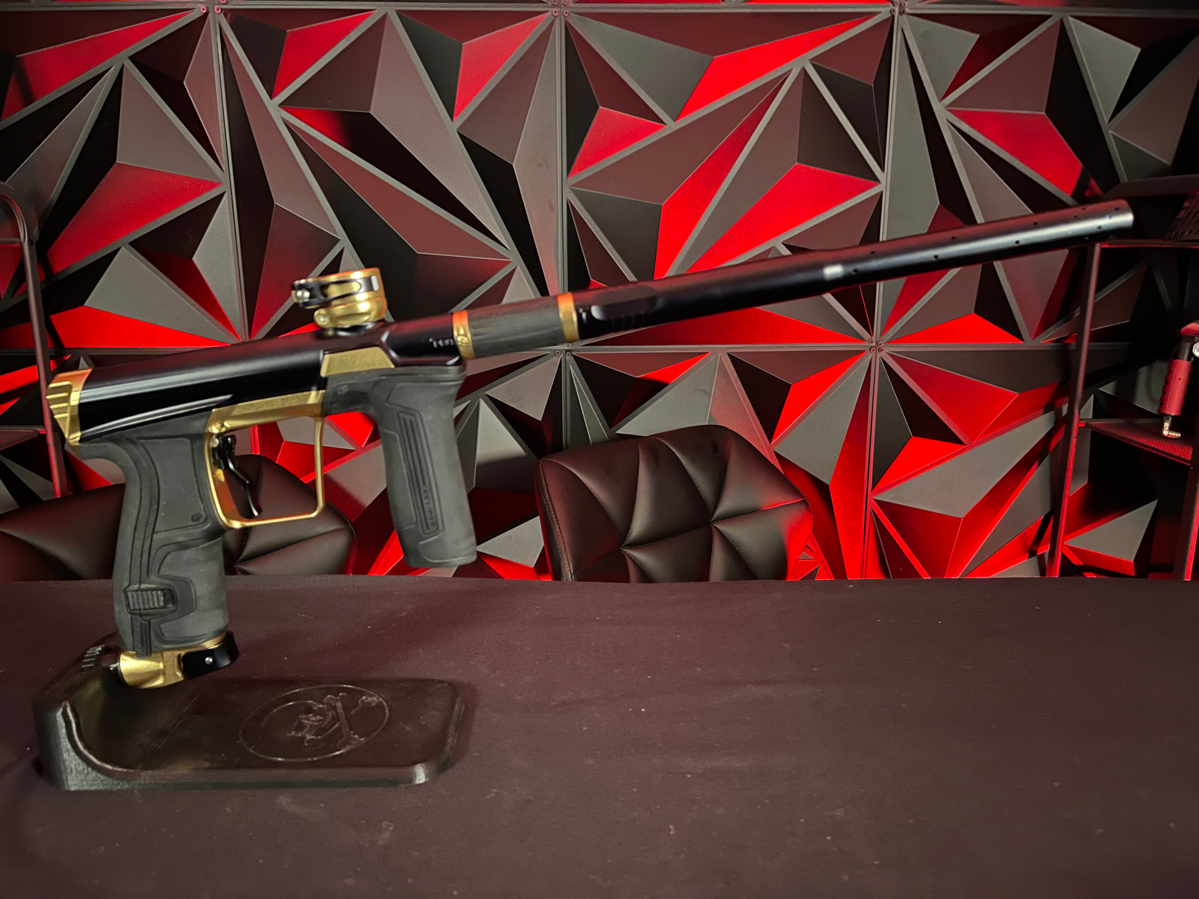 Used Planet Eclipse CS2 Pro Paintball Gun - Black / Gold w/ 3 FL backs and Infamous Deuce Trigger