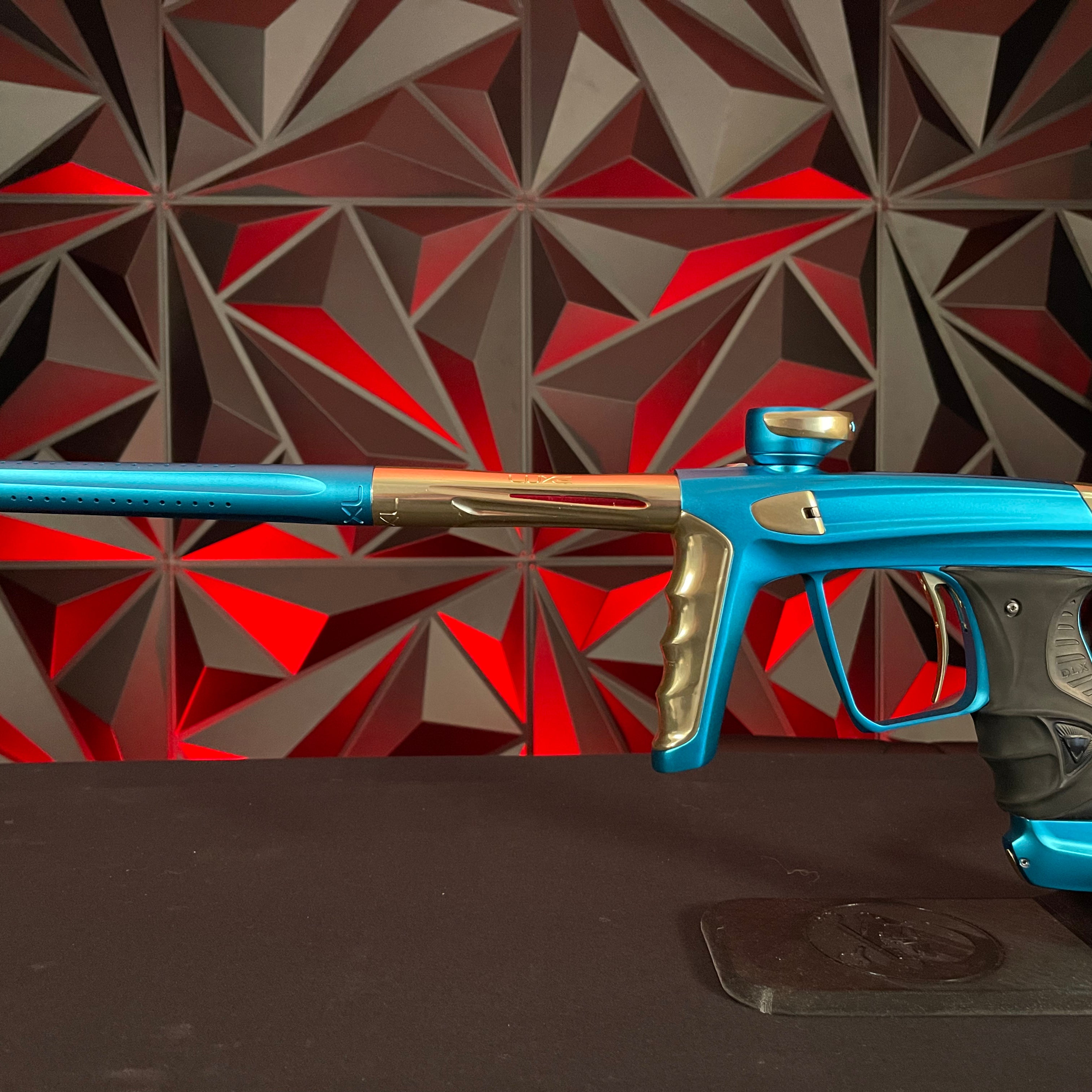 Used DLX Luxe X Paintball Gun - Dust Teal / Polished Gold