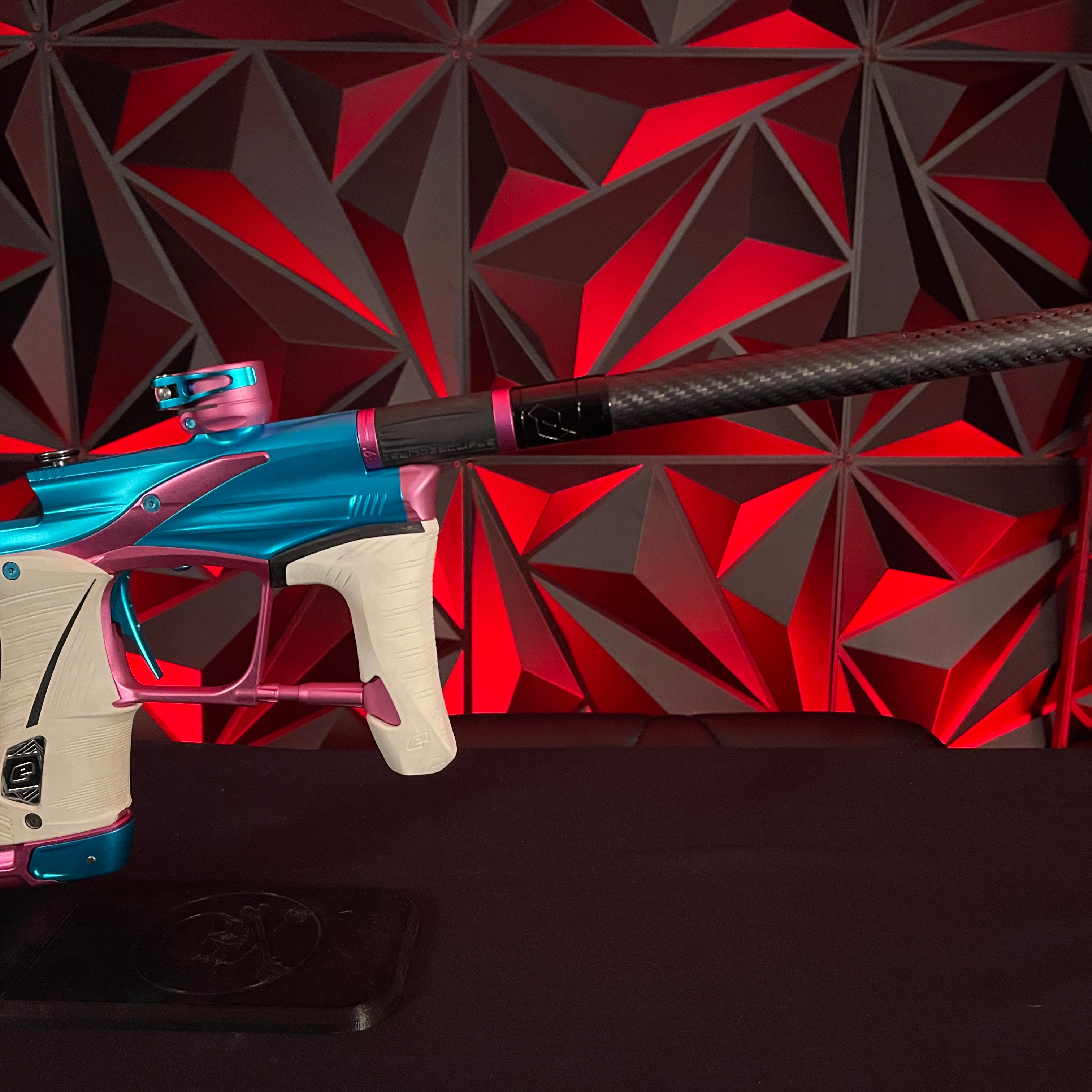 Used Planet Eclipse LV1.6 Paintball Gun - Teal / Pink w/White Grip Kit