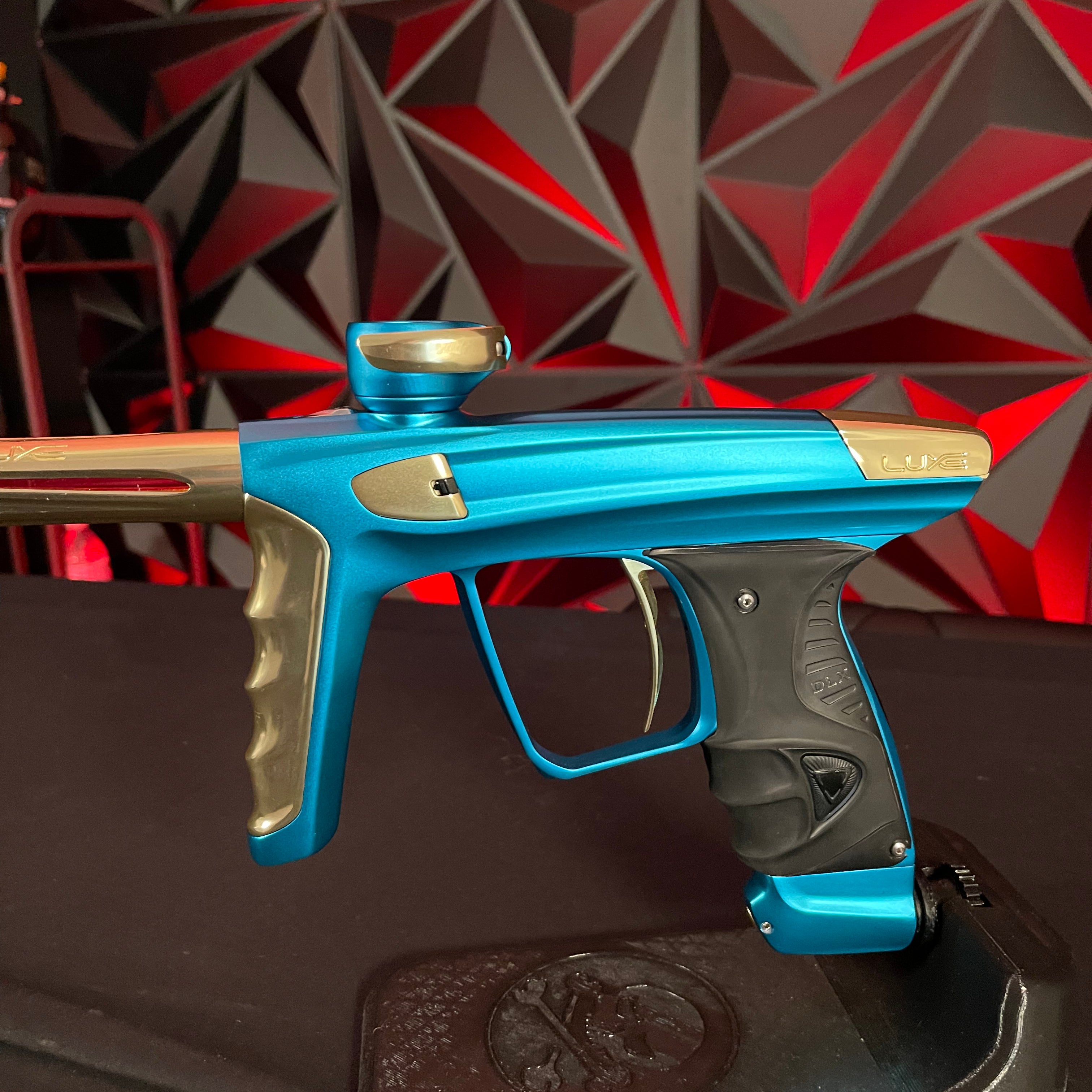 Used DLX Luxe X Paintball Gun - Dust Teal / Polished Gold