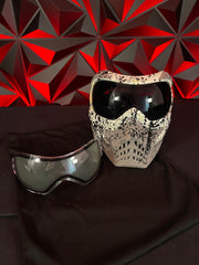 Used V-Force Grill Paintball Mask - Custom Black Splash (Painted on) w/Extra Clear Lens & Soft Goggle Bag