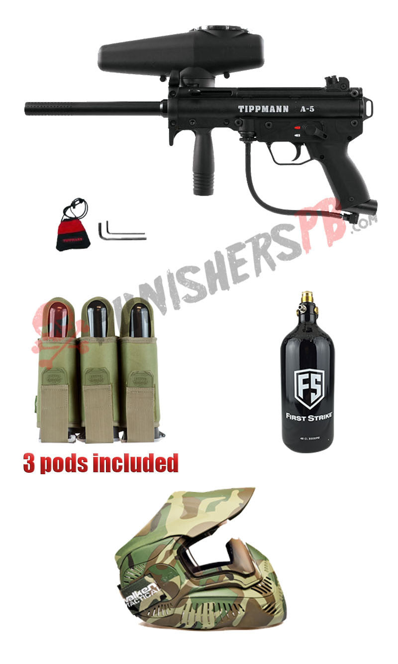 Tippmann Mechanical A5 Complete Paintball Gun Package