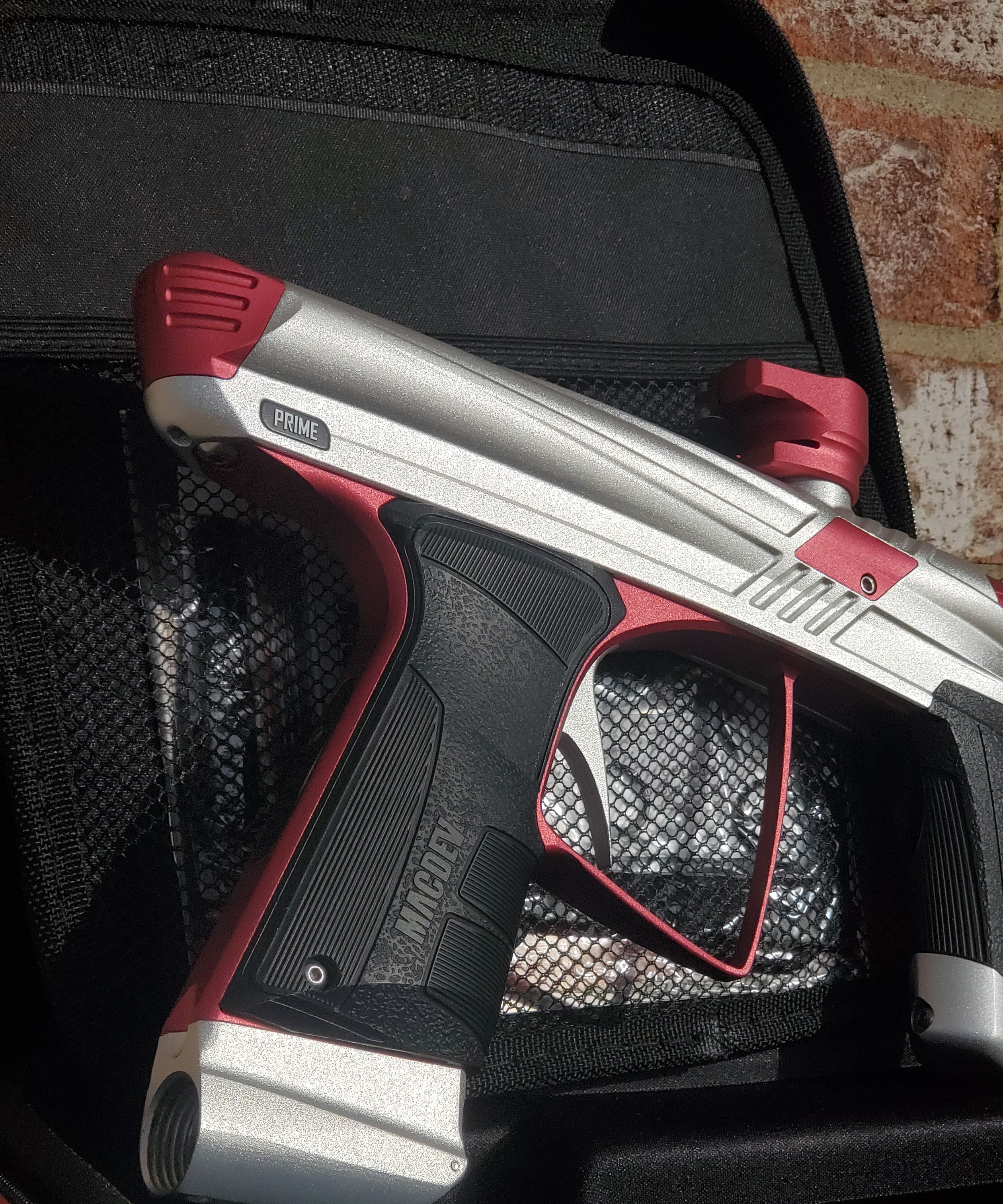 Used MacDev Prime Paintball Marker - Silver / Red