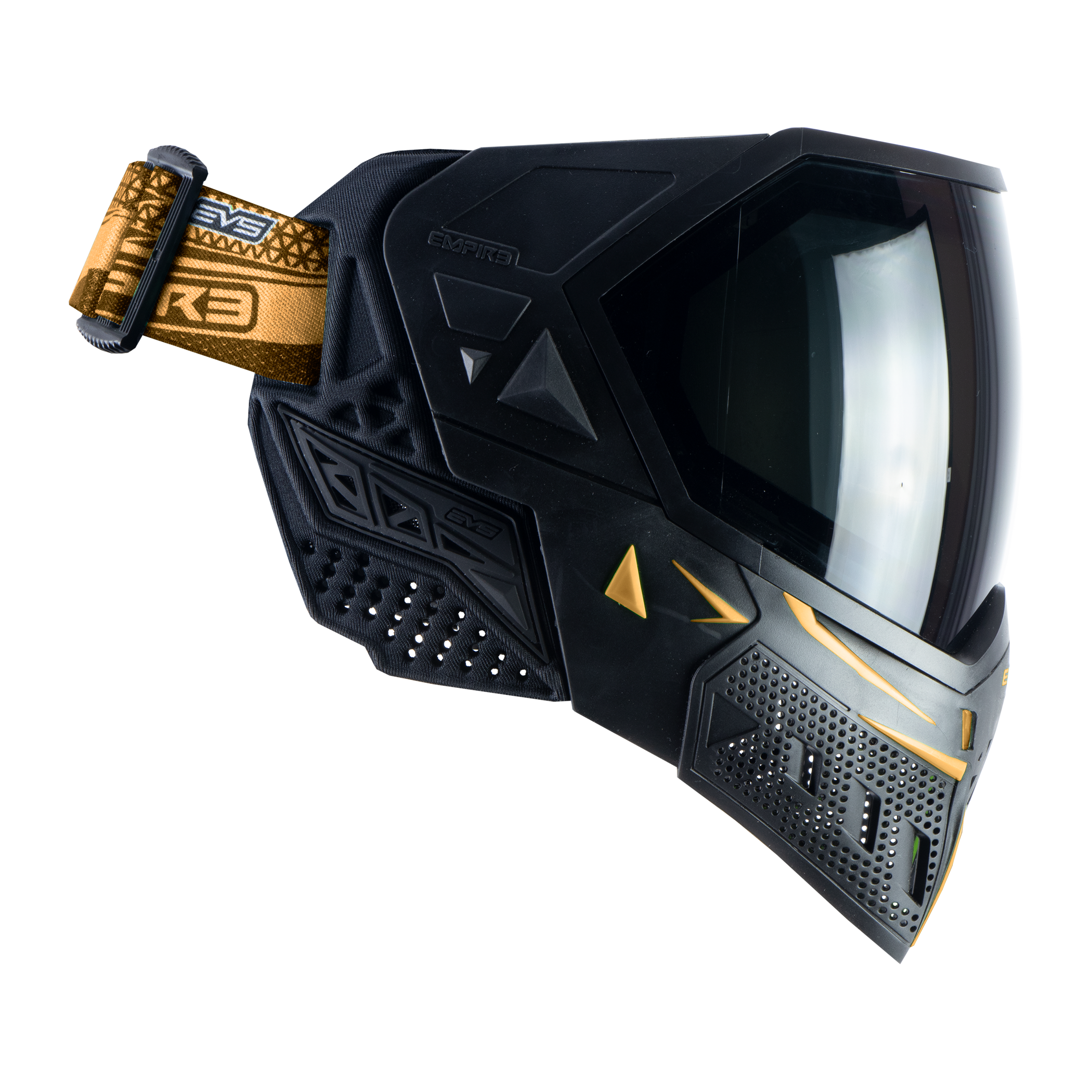 Empire EVS Paintball Mask - Black/Gold (Thermal Smoke & Clear Lens)