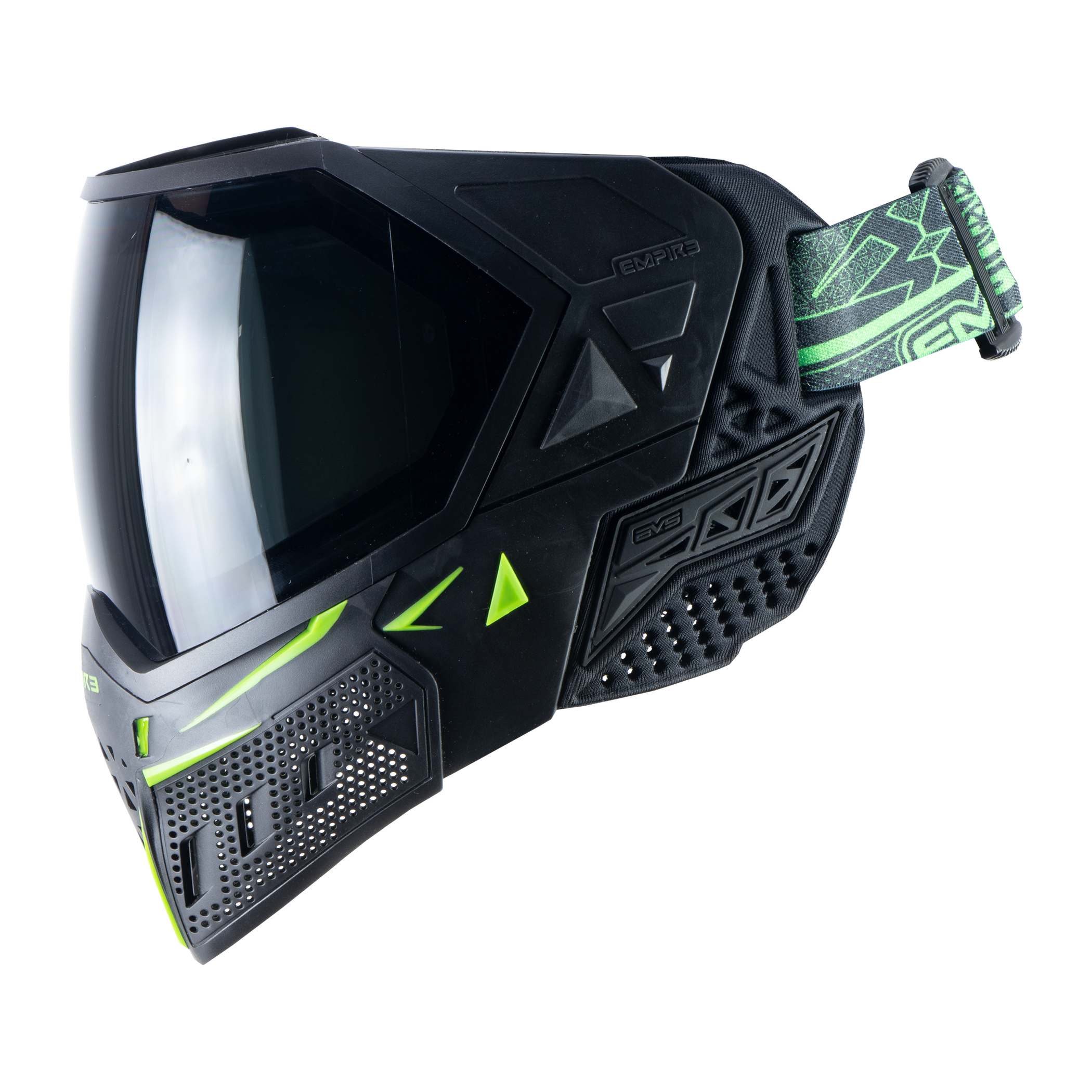 Empire EVS Paintball Mask - Black/Green (Thermal Smoke & Clear Lens)