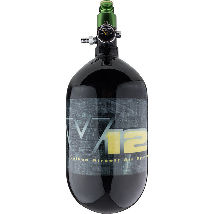 Tank - Valken Air V-12 68/4500 Carbon Fiber w/ SLP Reg - Black