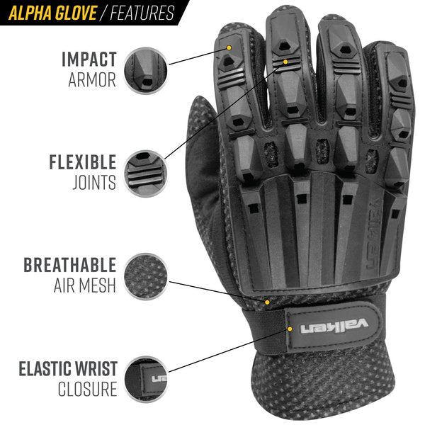 Valken Alpha Full Finger Gloves - Black - XS