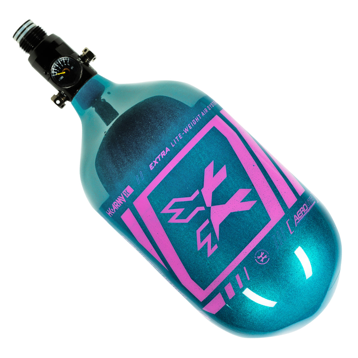 HK Army "Extra Lite" Carbon Fiber Tank - Standard Reg. - Slash Metallic - 68/4500 PSI - Turquoise/Pink