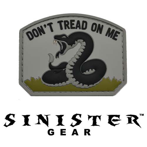 Sinister Gear "Don't Tread on Me" PVC Patch - Black/Grey