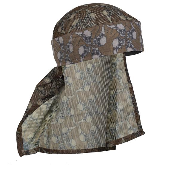 HK Army Hostilewear Headwrap - Tan Skulls / Tan Mesh