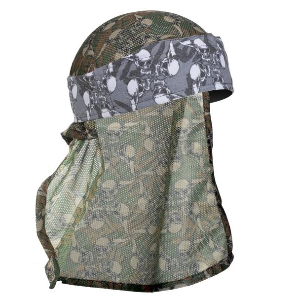 HK Army Hostilewear Headwrap - Gray Skulls / Forest Skull Mesh