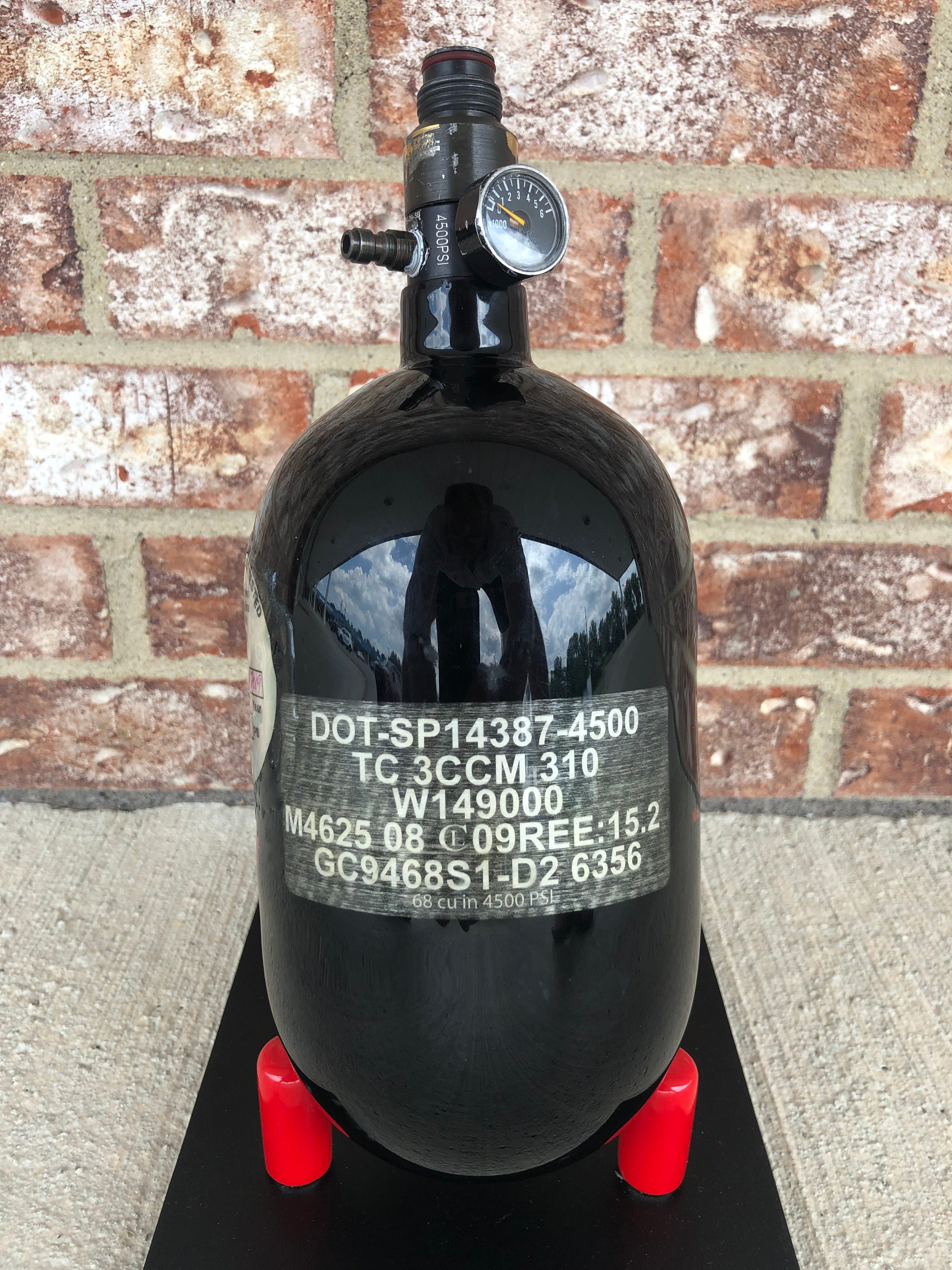 Used Ninja 68/4500 Paintball Tank - Black w/ Red