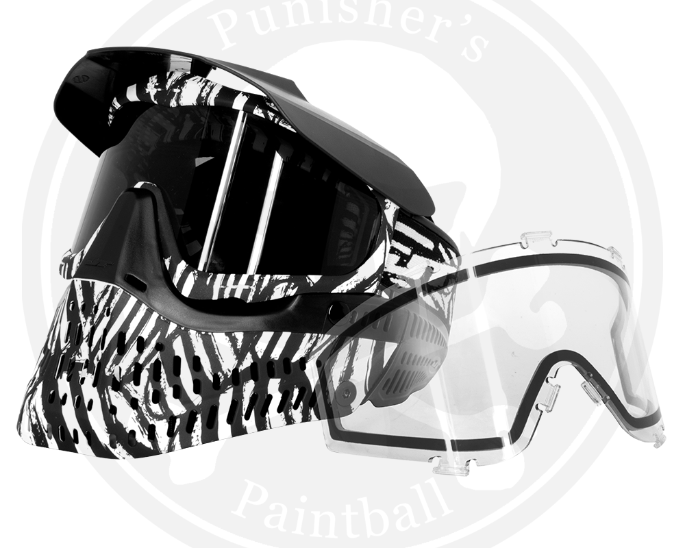 JT Proflex Paintball Mask - LE Zebra w/ Clear & Smoke Lens
