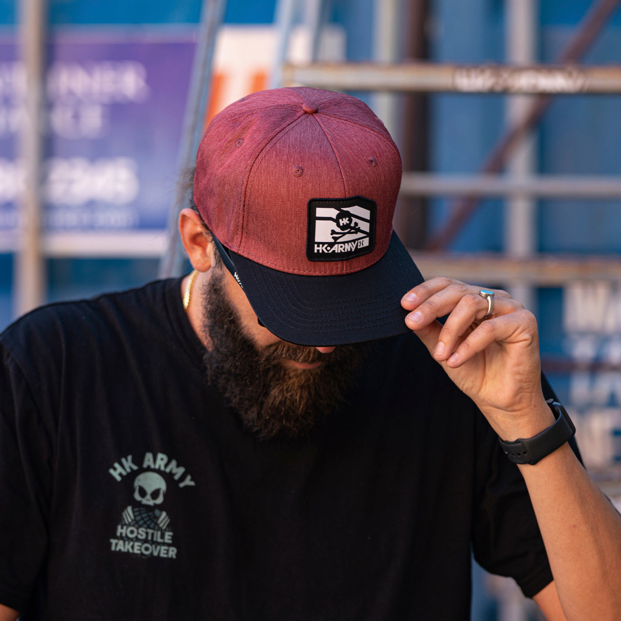 HK Army Clip Snapback Hat - Black/Burgundy