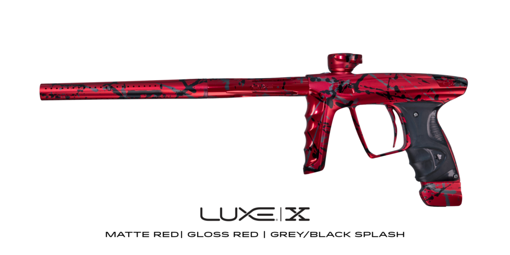 DLX Luxe X Paintball Marker - Matte Red I Gloss Red I Grey/Black Splash
