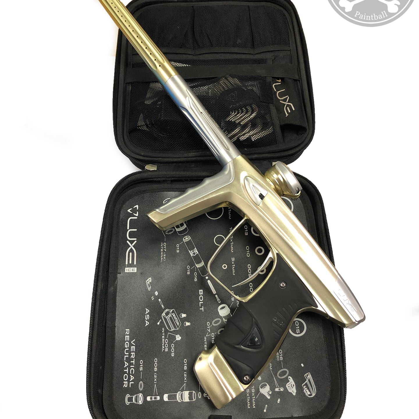 Used DLX Luxe Ice Paintball Gun - Gold/Silver
