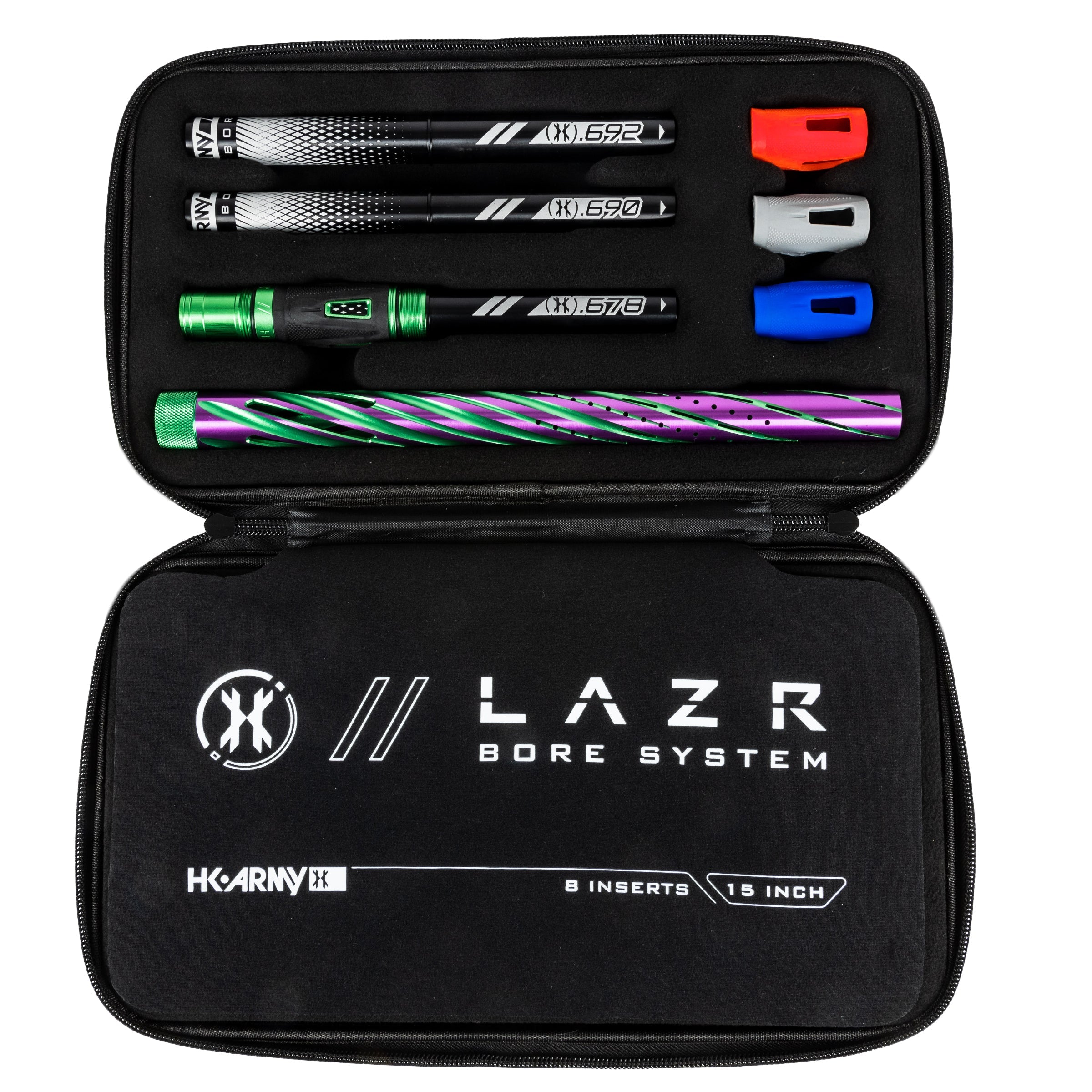 HK Army LAZR Barrel Kit - Elite Orbit - Autococker Thread - Dust Green/Purple - Black Inserts