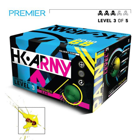 HK Army Premier Paintballs - Level 3 - Pearl Pink Shell / Yellow Fill