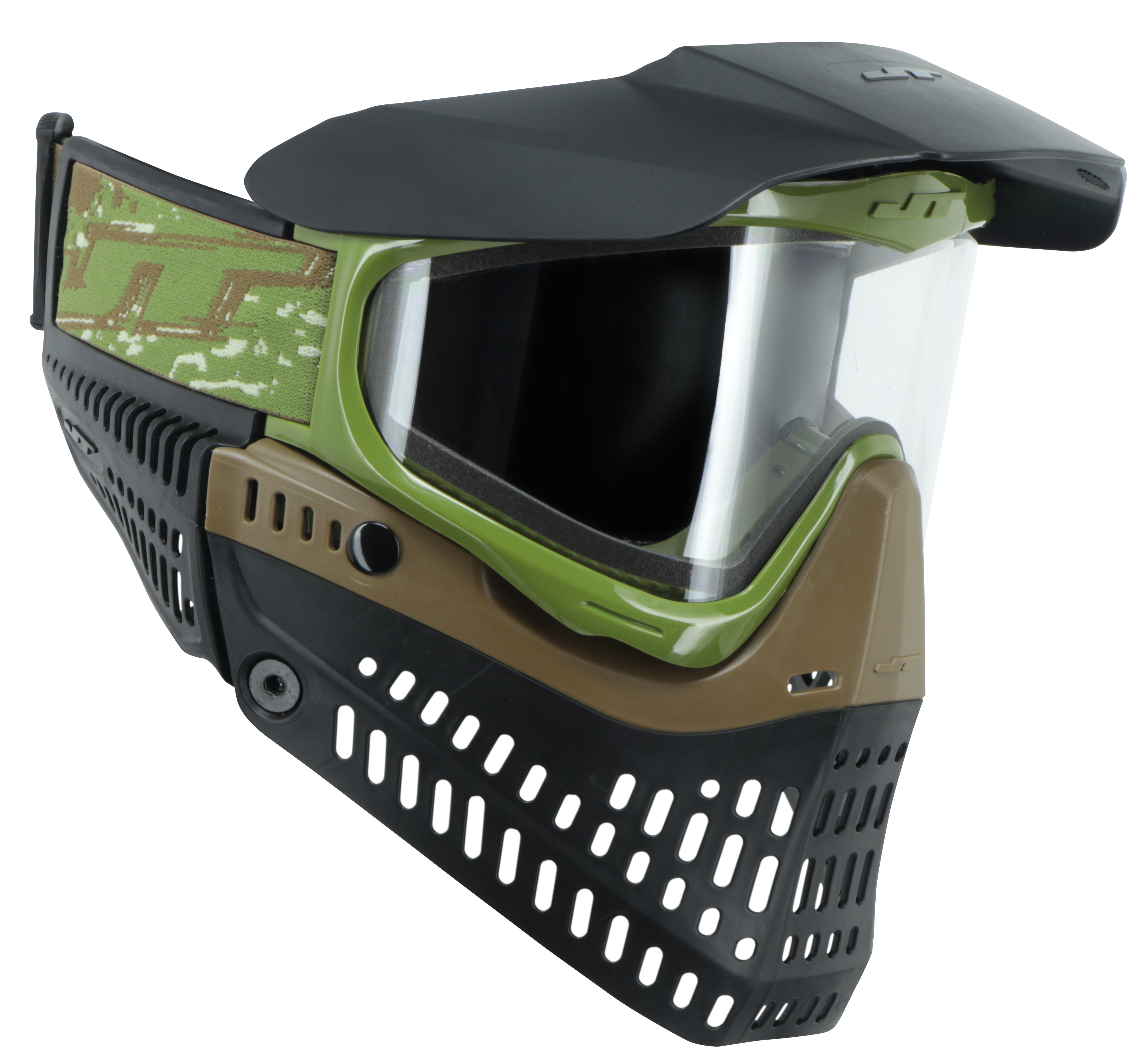 JT Proflex Paintball Mask - SE Olive & Brown w/ Clear Thermal Lens