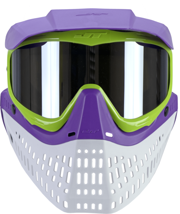 JT Proflex LE Paintball Mask - Purple/Lime/White w/ Chrome Thermal Lens