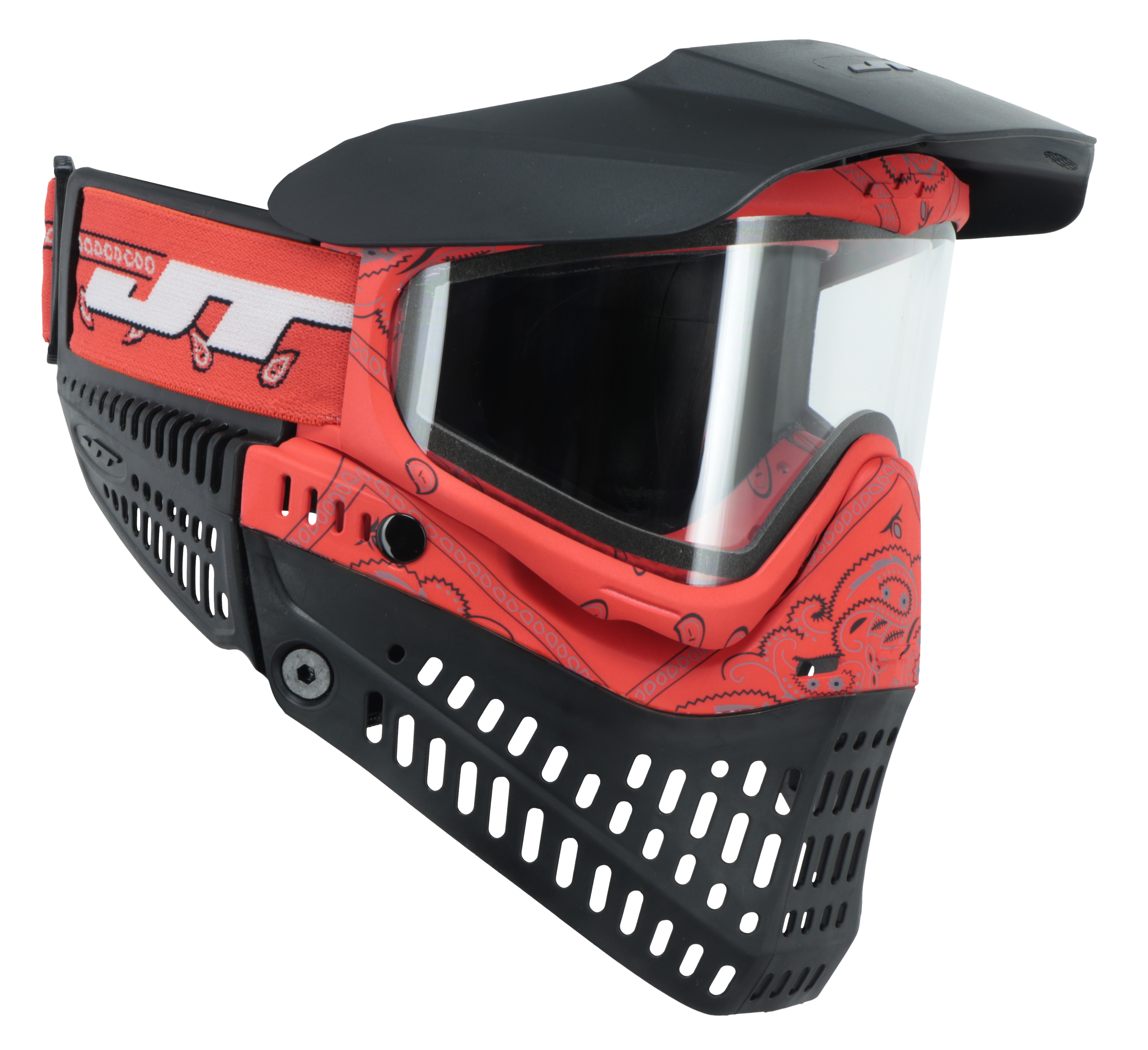 JT Proflex Paintball Mask - LE Bandana Series - Red w/ Clear & Smoke Lens