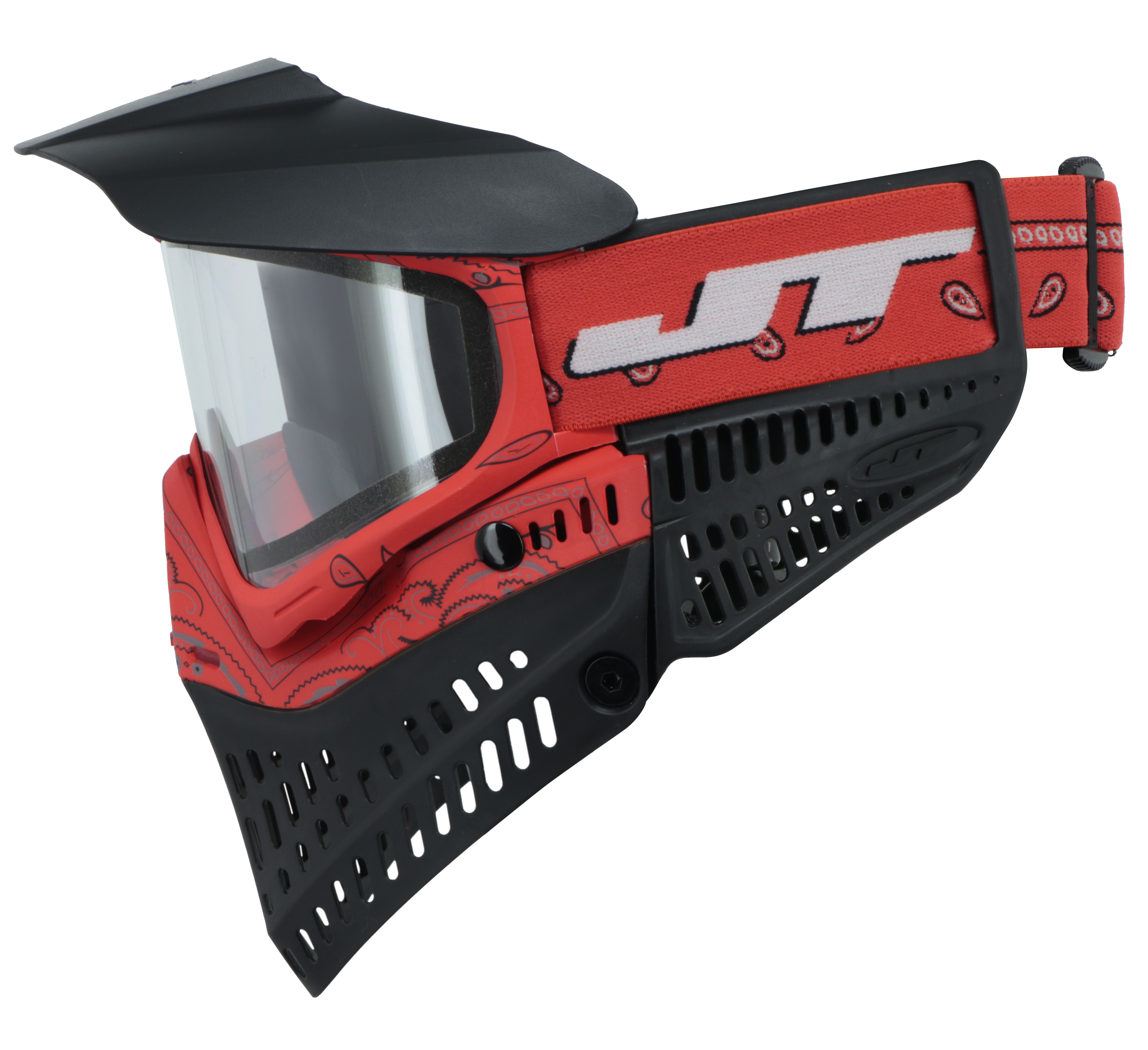 JT Proflex Paintball Mask - LE Bandana Series - Red w/ Clear & Smoke Lens