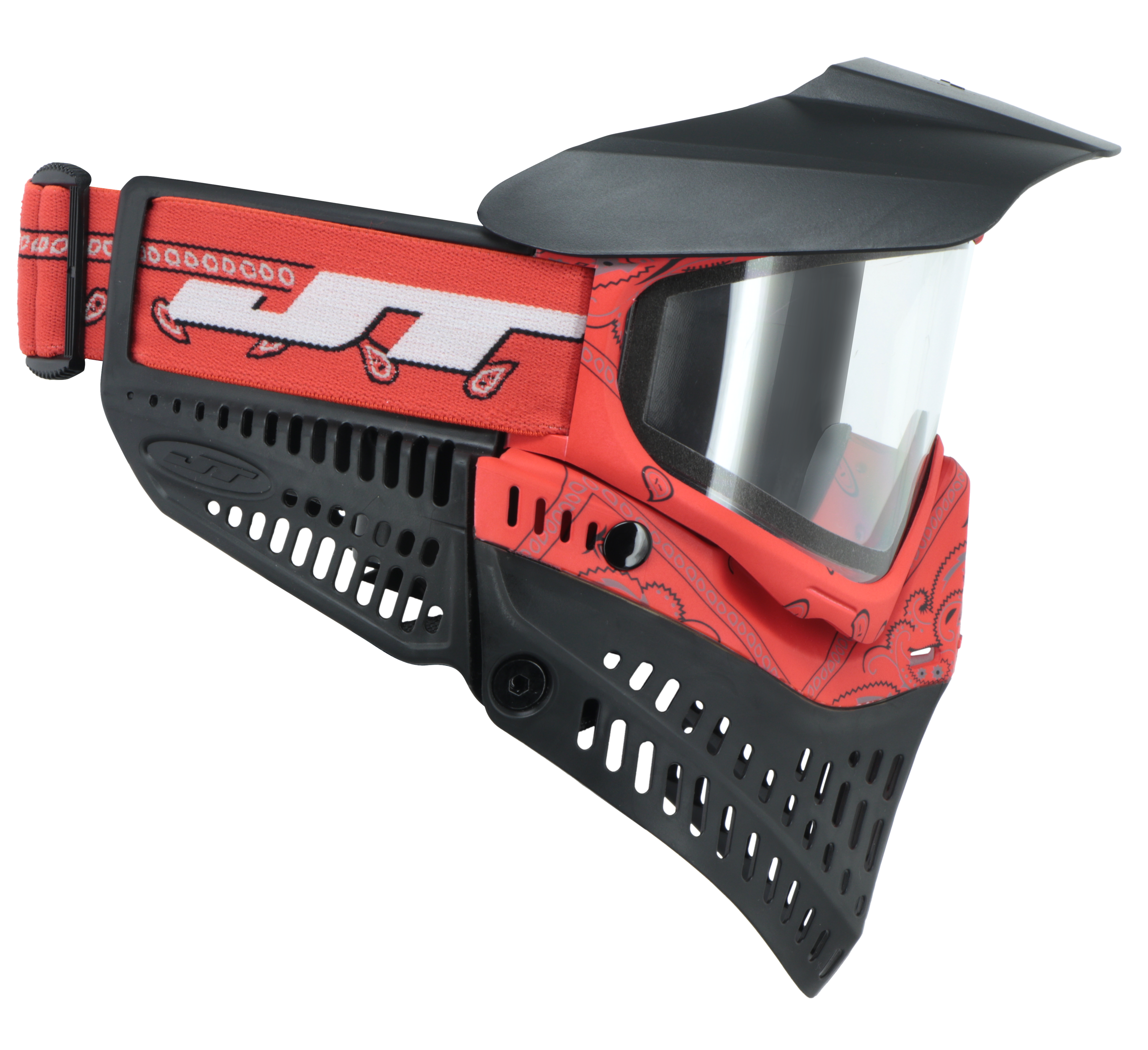 JT Proflex Paintball Mask - LE Bandana Series - Red w/ Clear & Smoke Lens
