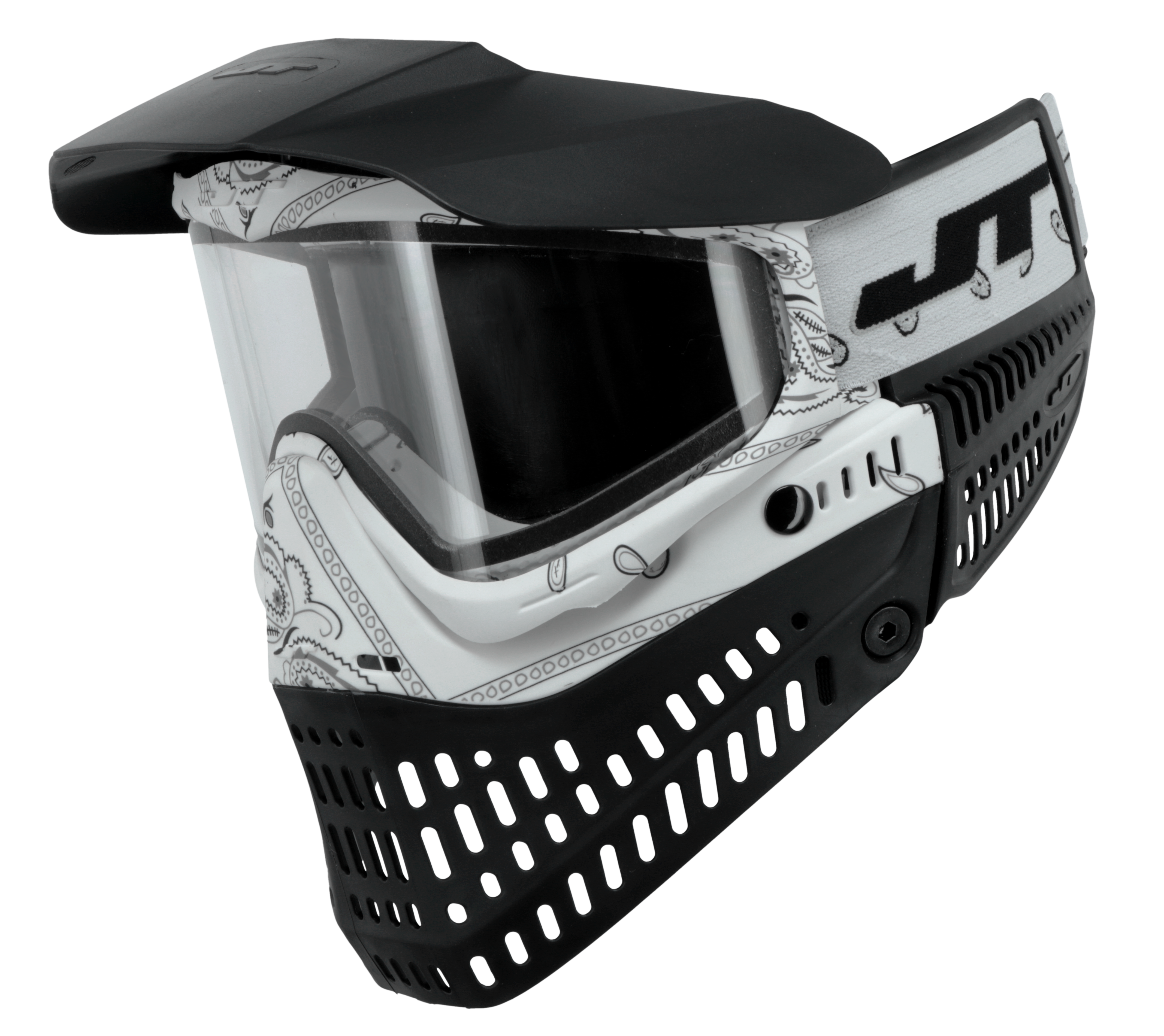 JT Proflex Paintball Mask - LE Bandana Series - White w/ Clear & Smoke Lens