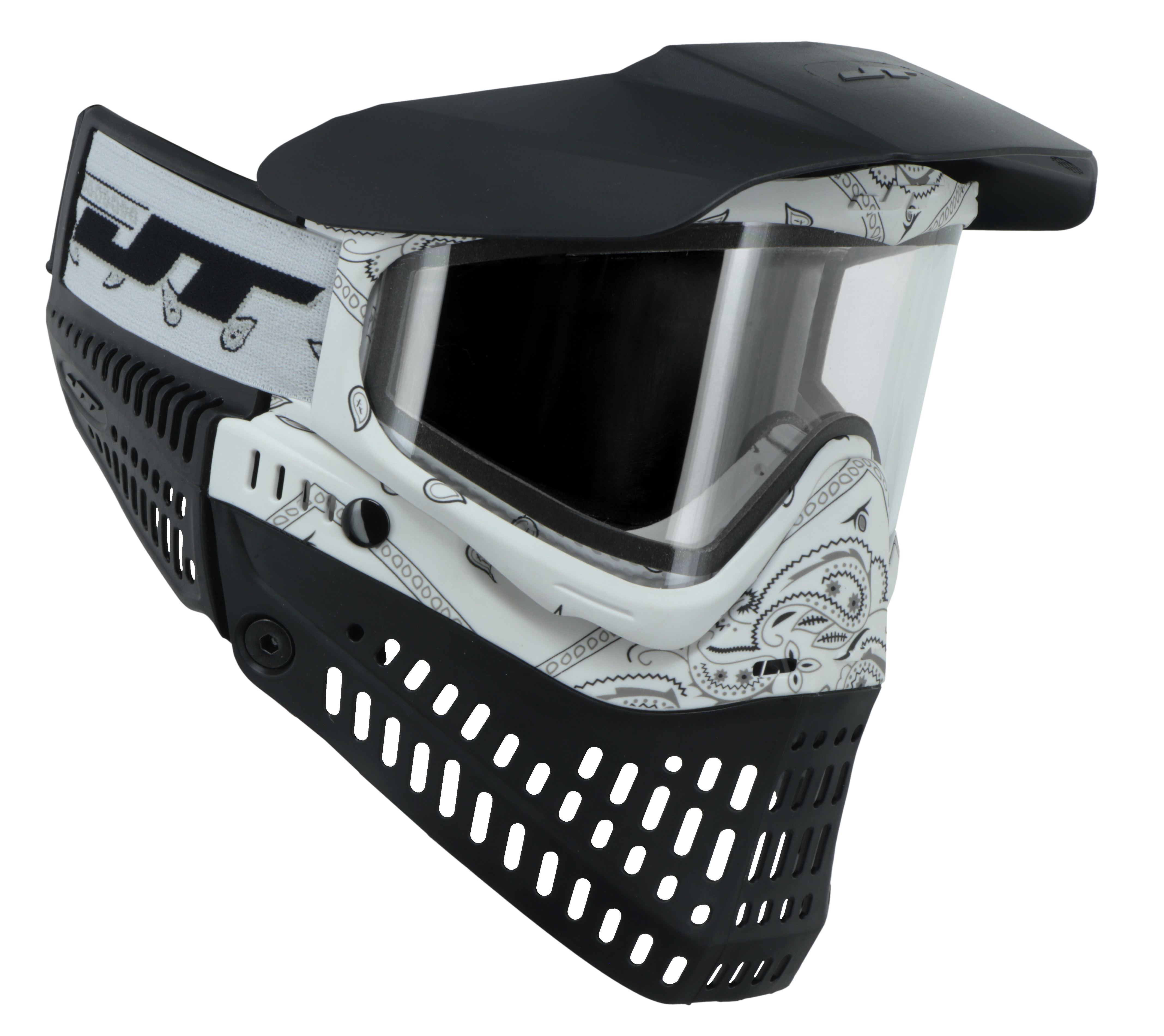 JT Proflex Paintball Mask - LE Bandana Series - White w/ Clear & Smoke Lens