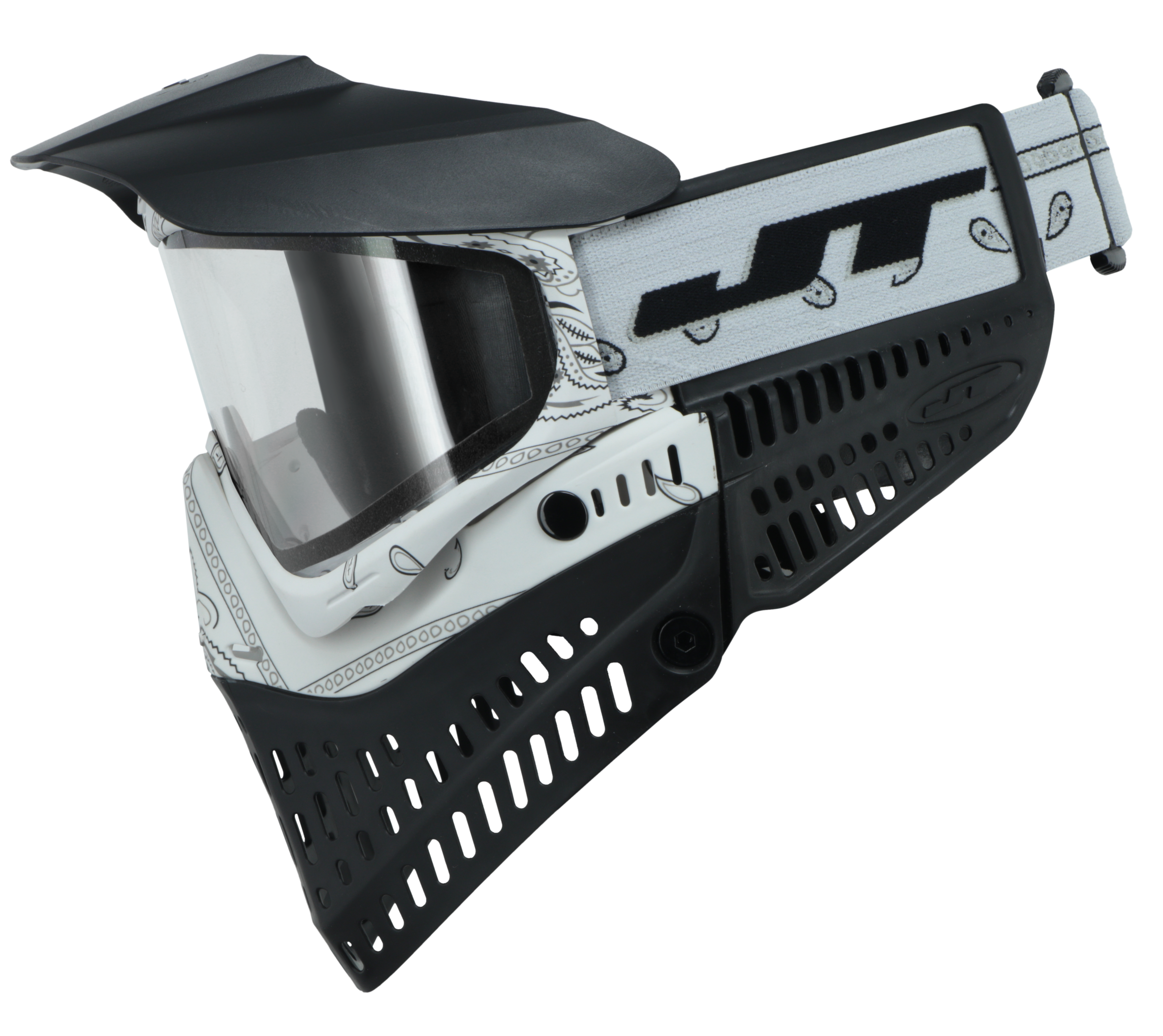 JT Proflex Paintball Mask - LE Bandana Series - White w/ Clear & Smoke Lens