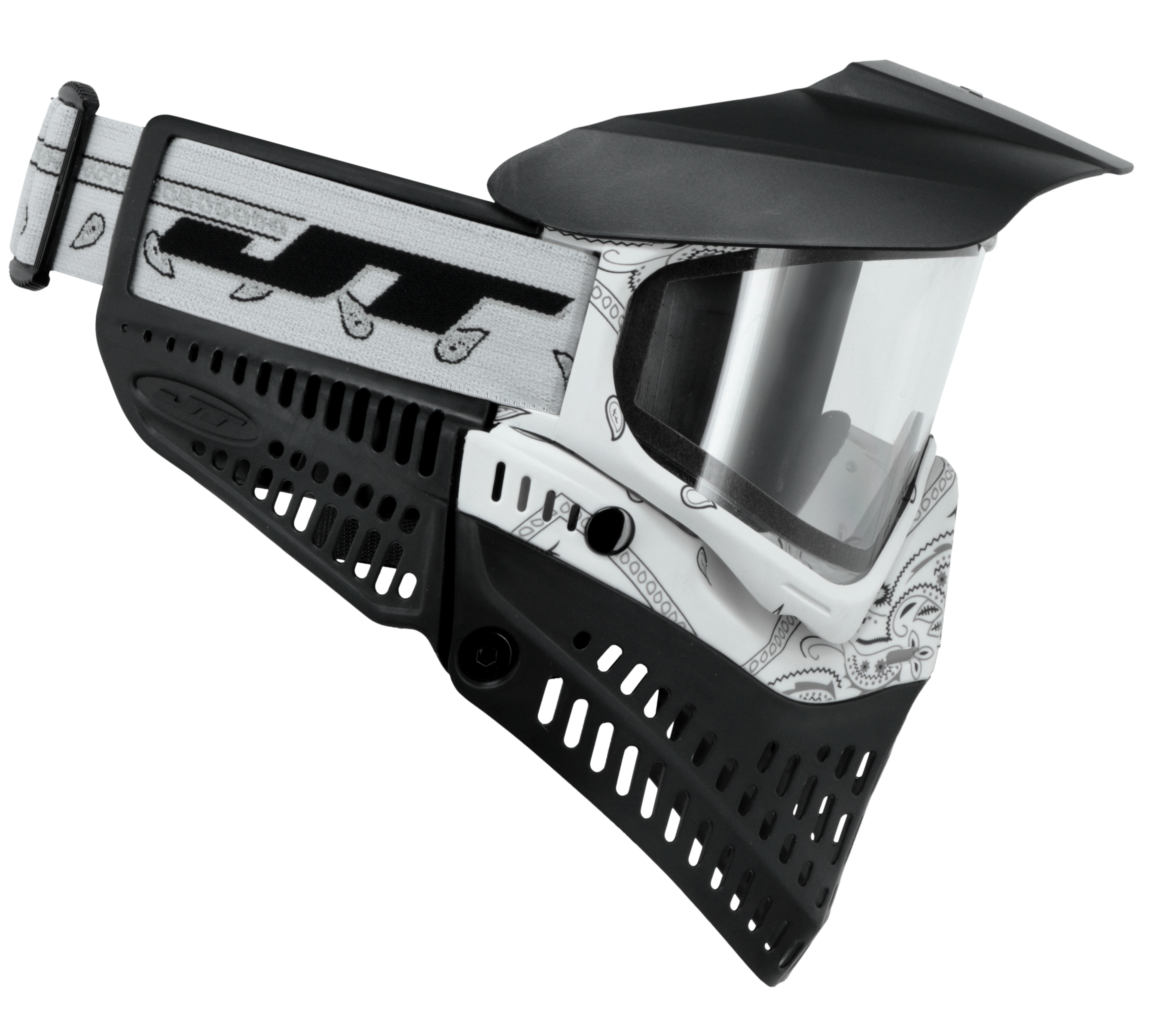 JT Proflex Paintball Mask - LE Bandana Series - White w/ Clear & Smoke Lens