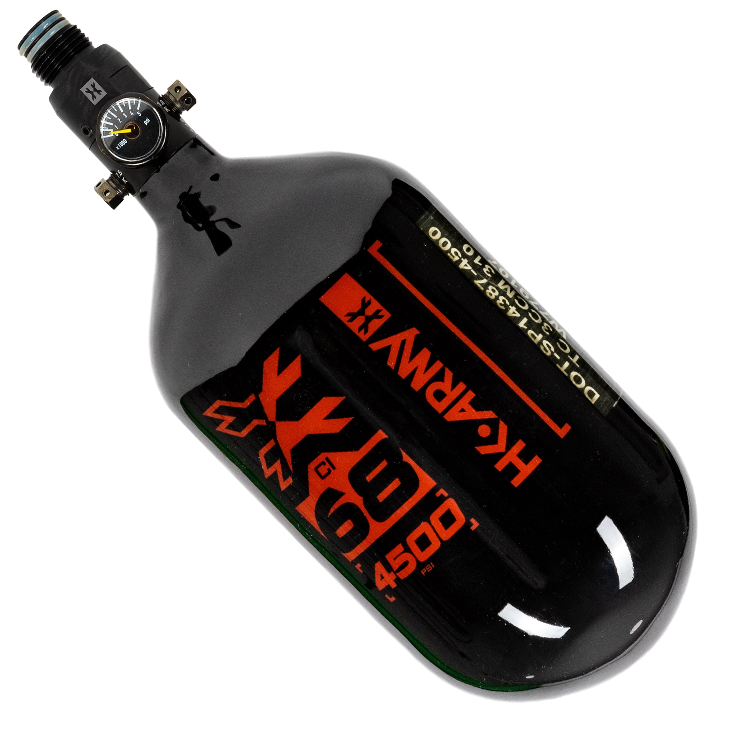 HK Army "Extra Lite" Carbon Fiber Tank - Standard Reg - RUSH - 68/4500 PSI - Black/Red