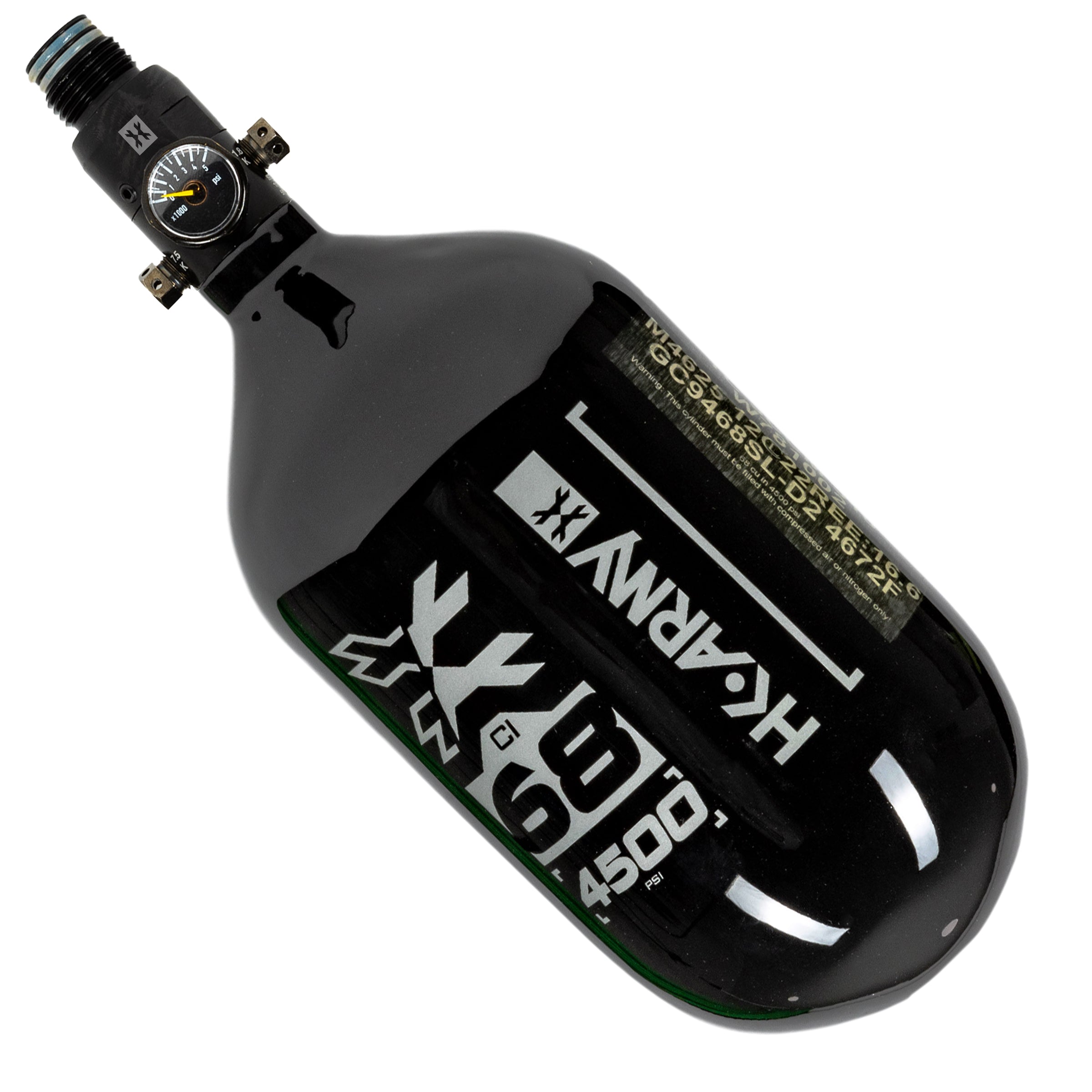 HK Army "Extra Lite" Carbon Fiber Tank - Standard Reg - RUSH - 68/4500 PSI - Black/Silver