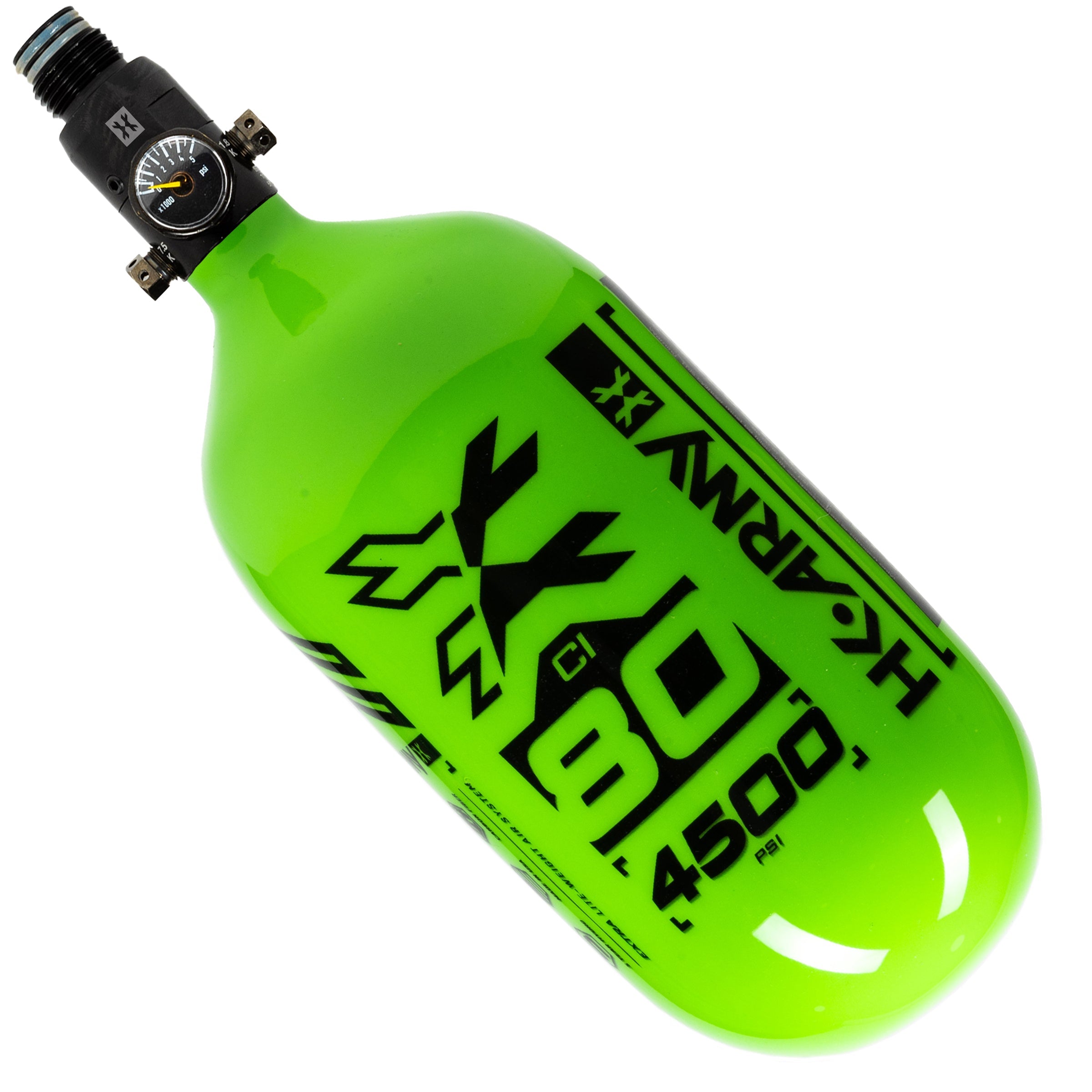 HK Army "Extra Lite" Carbon Fiber Tank - Standard Reg - RUSH - 80/4500 PSI - Neon Green/Black