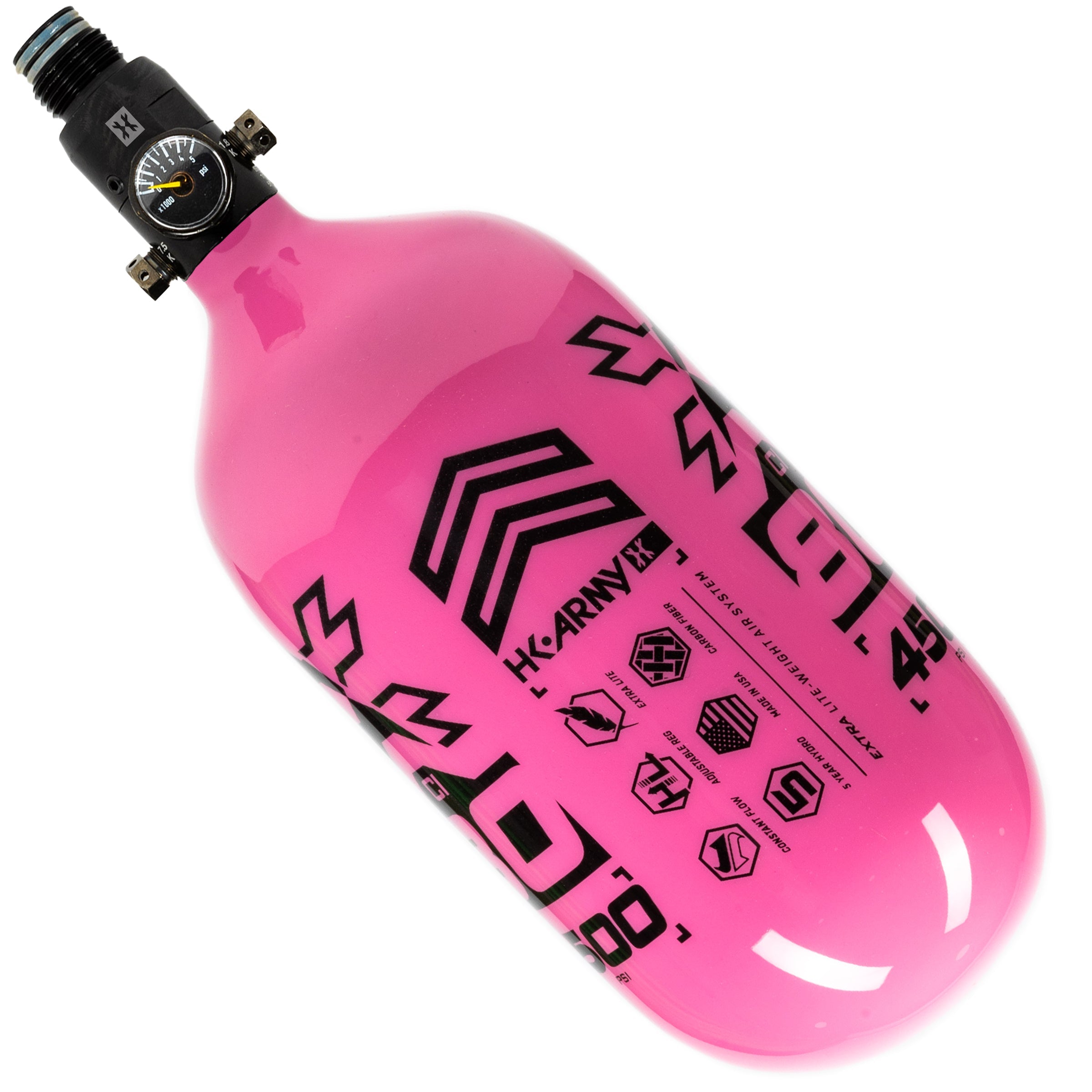 HK Army "Extra Lite" Carbon Fiber Tank - Standard Reg - RUSH - 80/4500 PSI - Neon Pink/Black