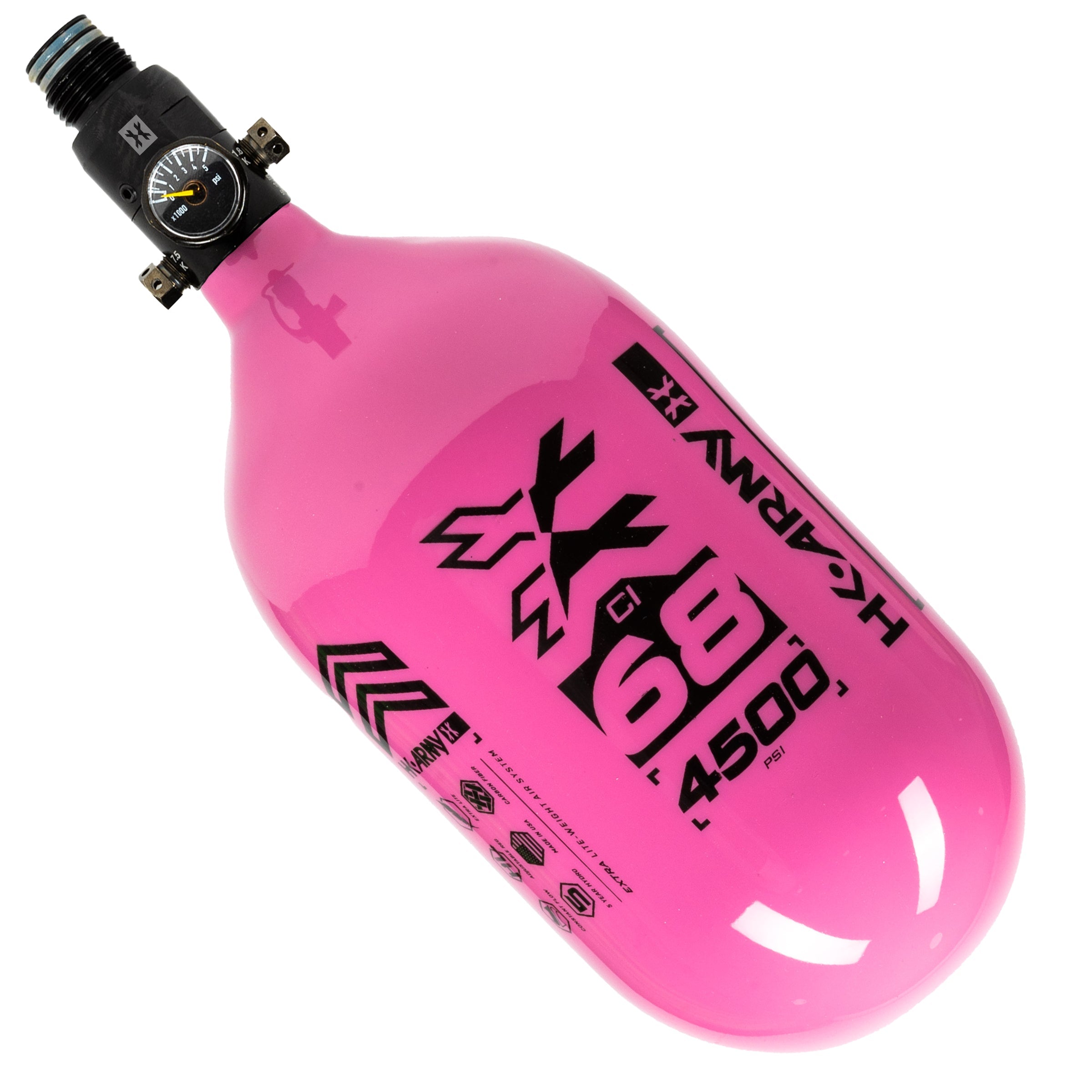 HK Army "Extra Lite" Carbon Fiber Tank - Standard Reg - RUSH - 68/4500 PSI - Neon Pink/Black