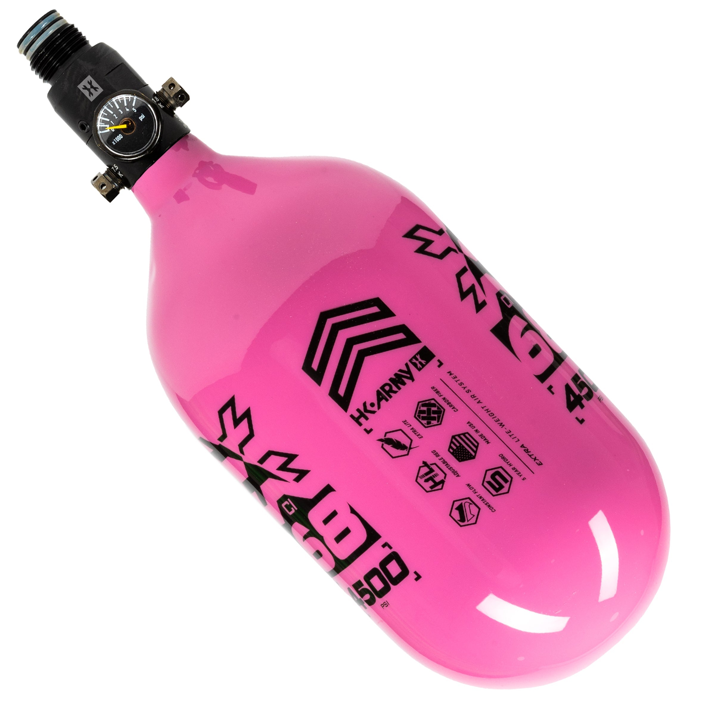 HK Army "Extra Lite" Carbon Fiber Tank - Standard Reg - RUSH - 68/4500 PSI - Neon Pink/Black