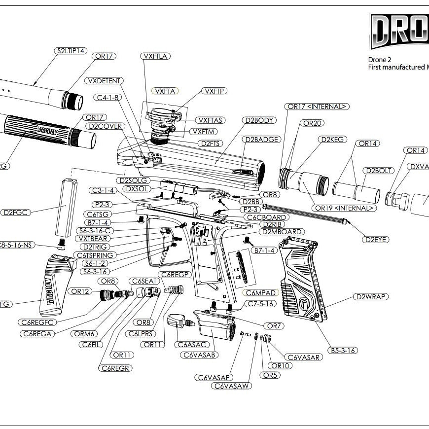 MacDev Drone 2 Complete Replacement Part List. Pick The Part You Need!